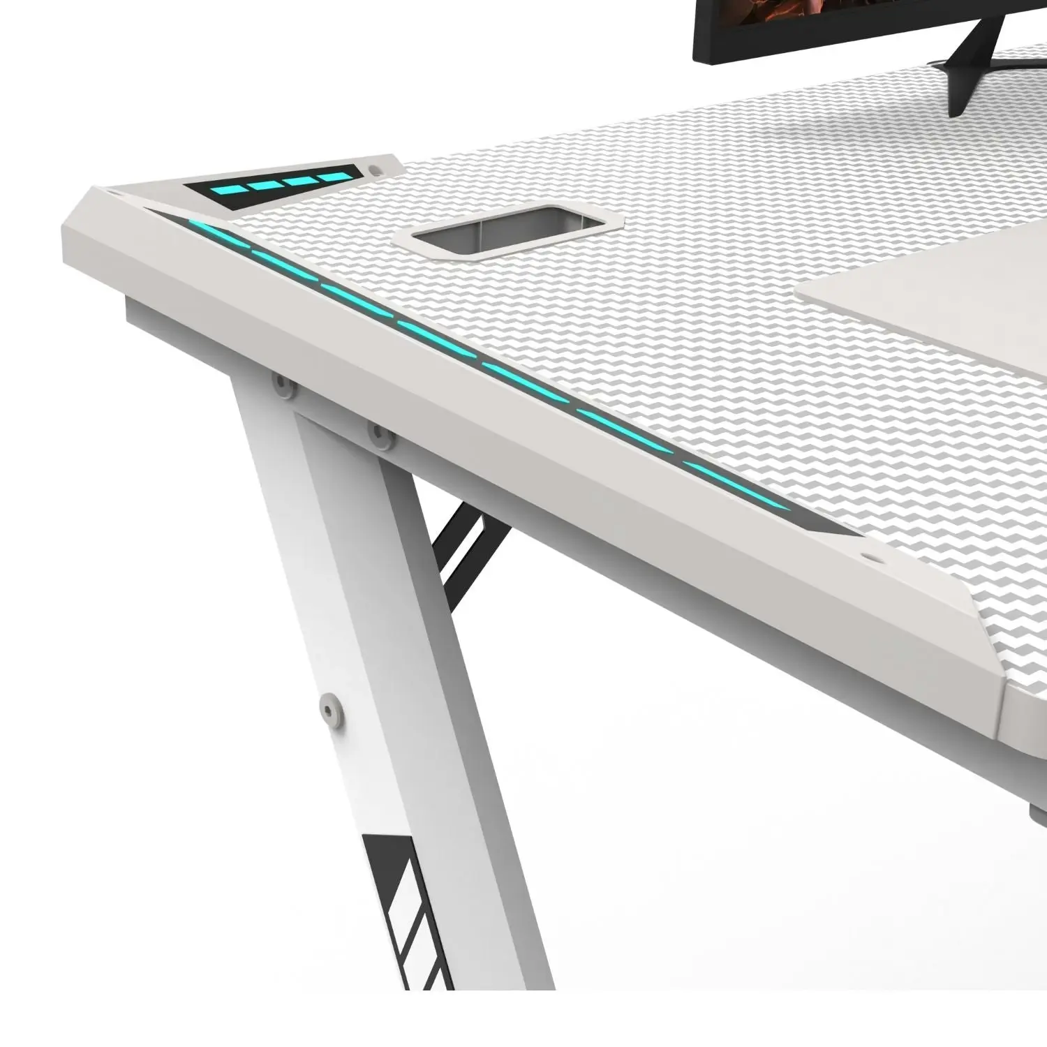 Ekkio RGB Gaming Desk Y Shape 140cm - White