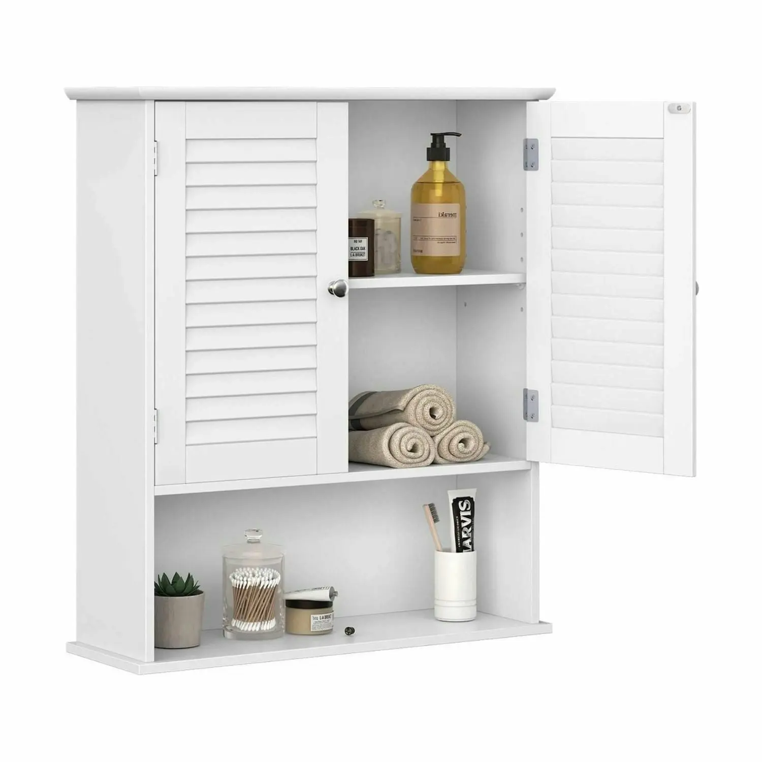 VASAGLE Wall Mounted Storage Cupboard Organiser for Bathroom Kitchen Wall Cabinet - White