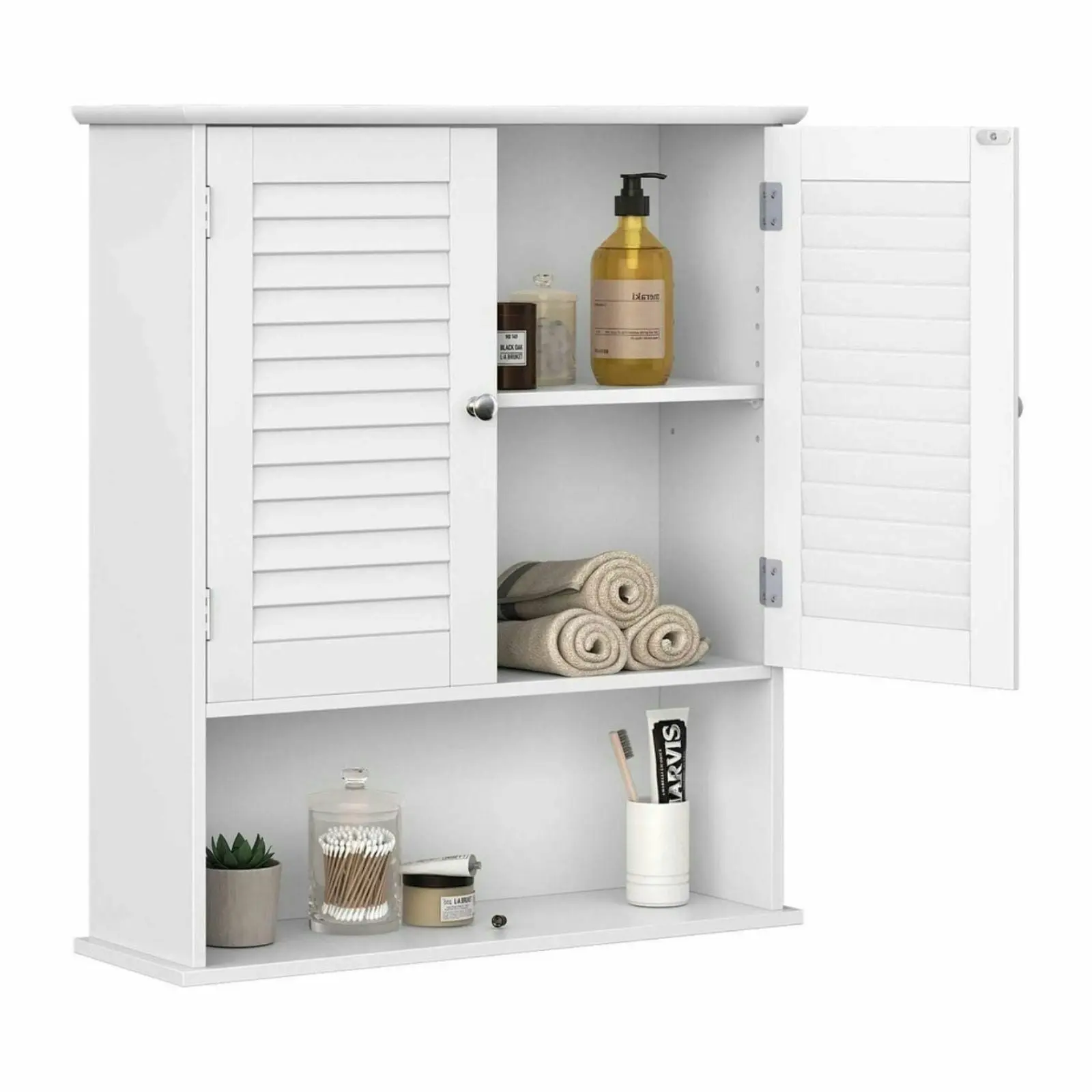 VASAGLE Wall Mounted Storage Cupboard Organiser for Bathroom Kitchen Wall Cabinet - White