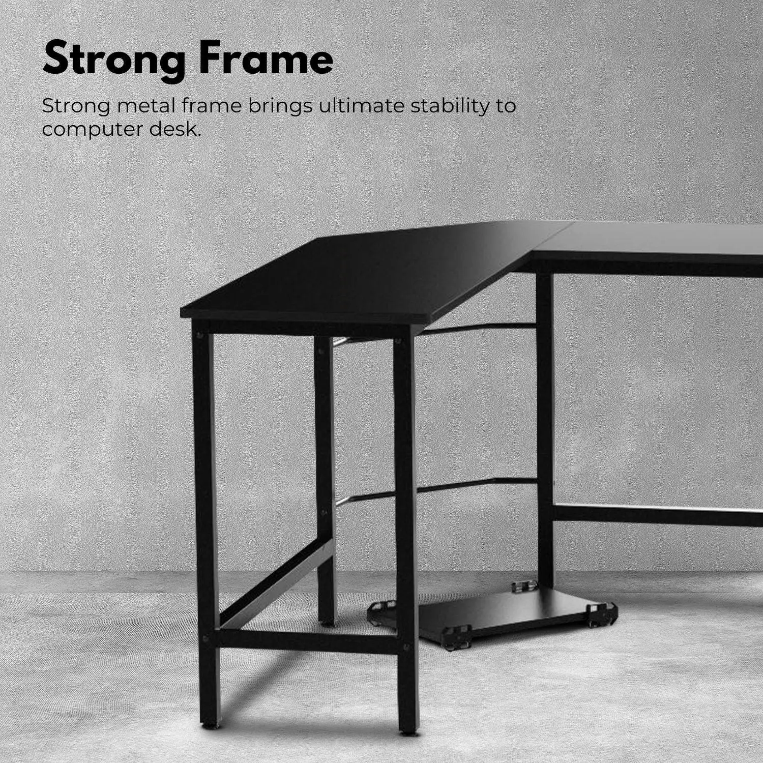 Ekkio Home Office Workstation L Shaped Corner Desk Computer Table with CPU Stand - Black