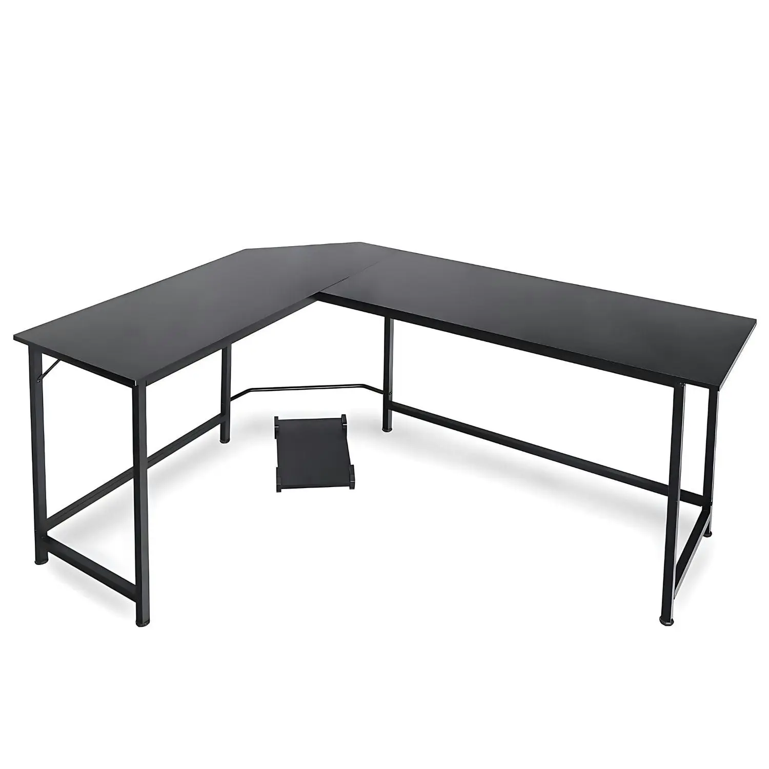 Ekkio Home Office Workstation L Shaped Corner Desk Computer Table with CPU Stand - Black