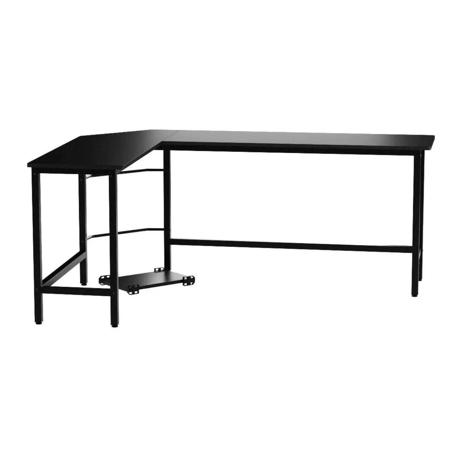 Ekkio Home Office Workstation L Shaped Corner Desk Computer Table with CPU Stand - Black