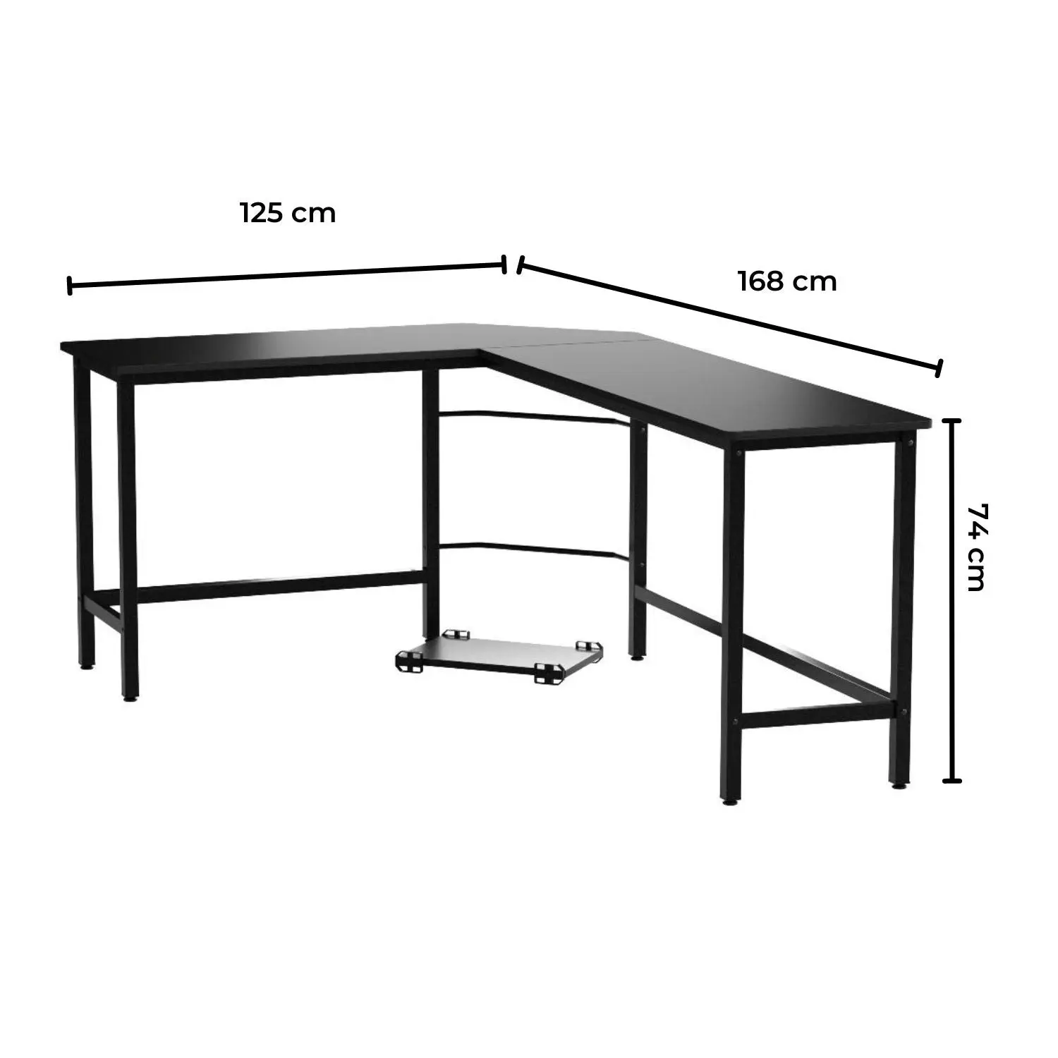 Ekkio Home Office Workstation L Shaped Corner Desk Computer Table with CPU Stand - Black