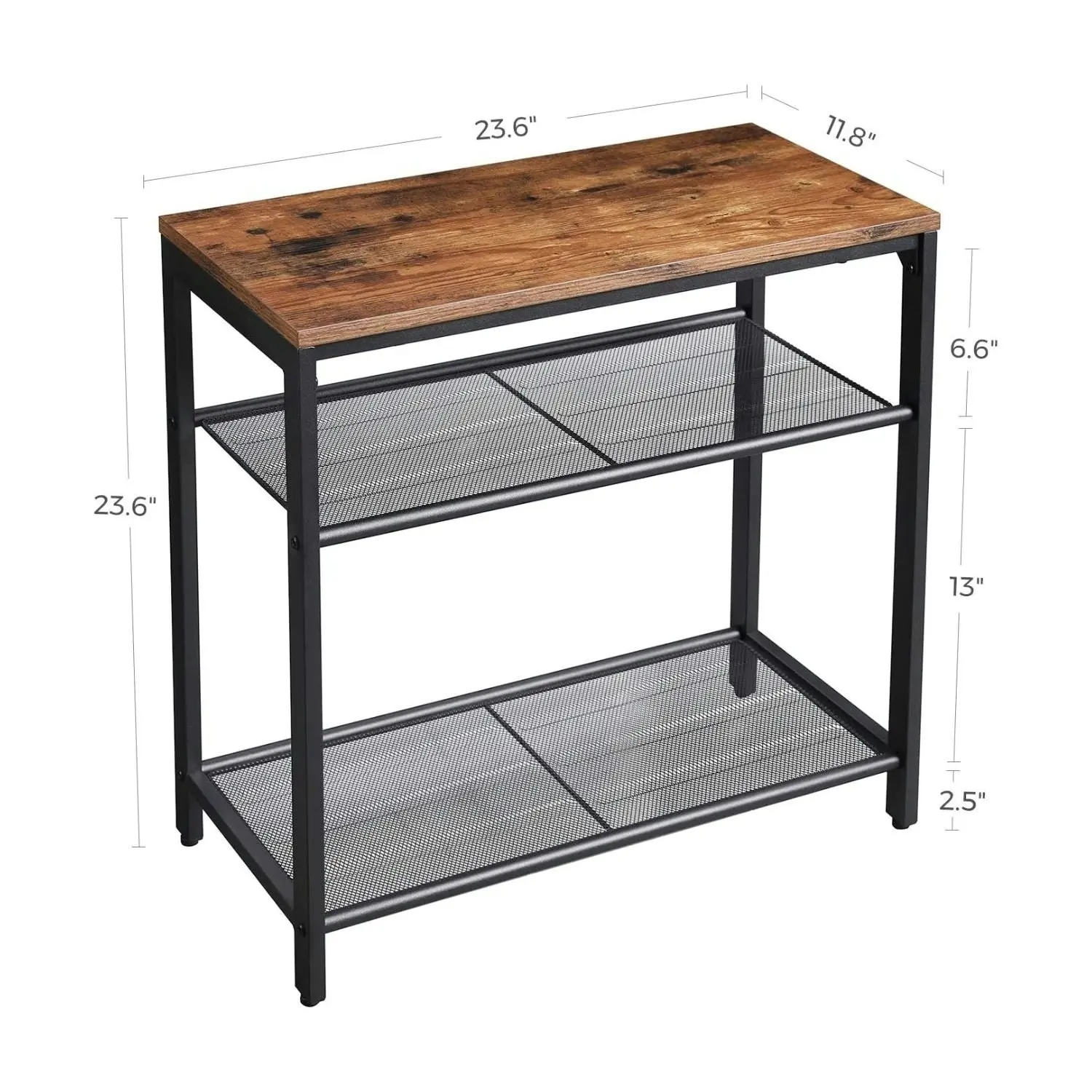 VASAGLE 3-Tier Industrial End Table Accent Table Sofa Coffee Table for Living Room Bedroom Office