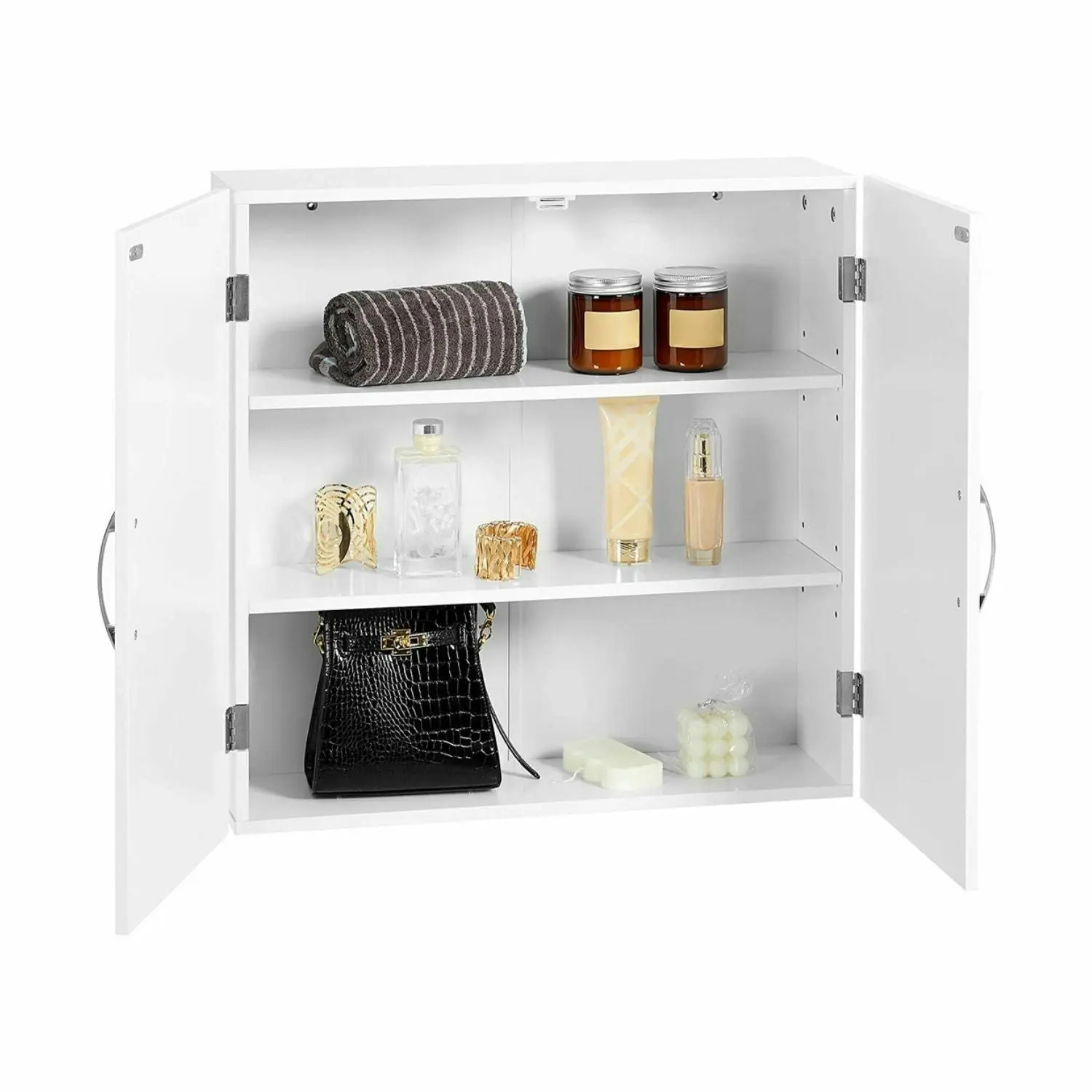 VASAGLE Wall Mounted Cupboard Storage Shelf Bathroom Cabinet - White