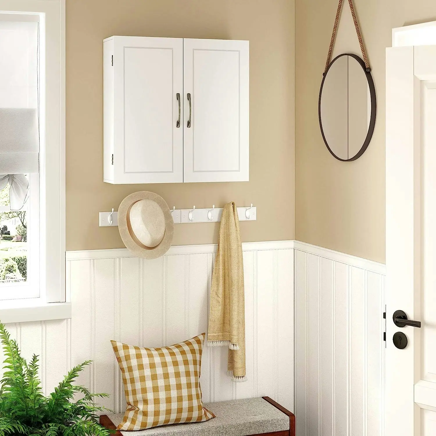 VASAGLE Wall Mounted Cupboard Storage Shelf Bathroom Cabinet - White