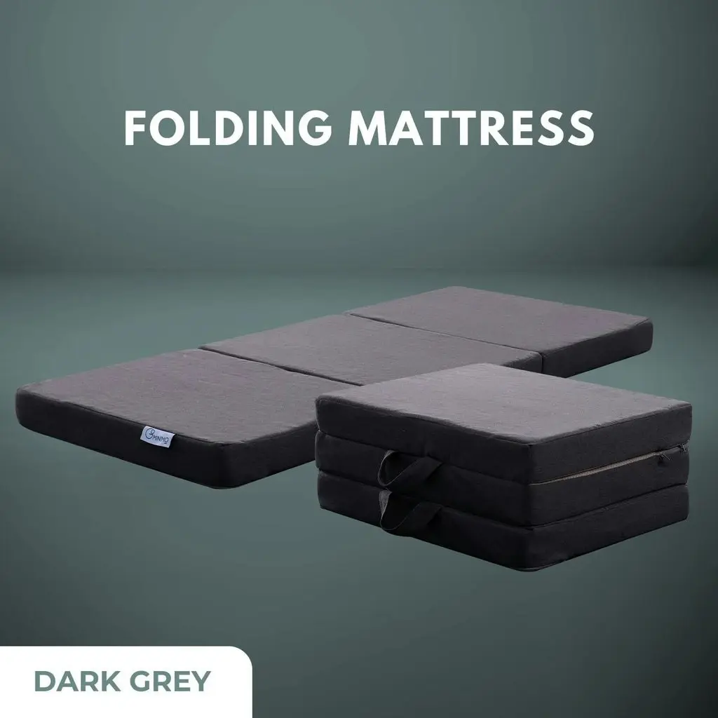 Gominimo Foldable Foam Mattresses Single Portable Camping Sofa Bed Dark Grey