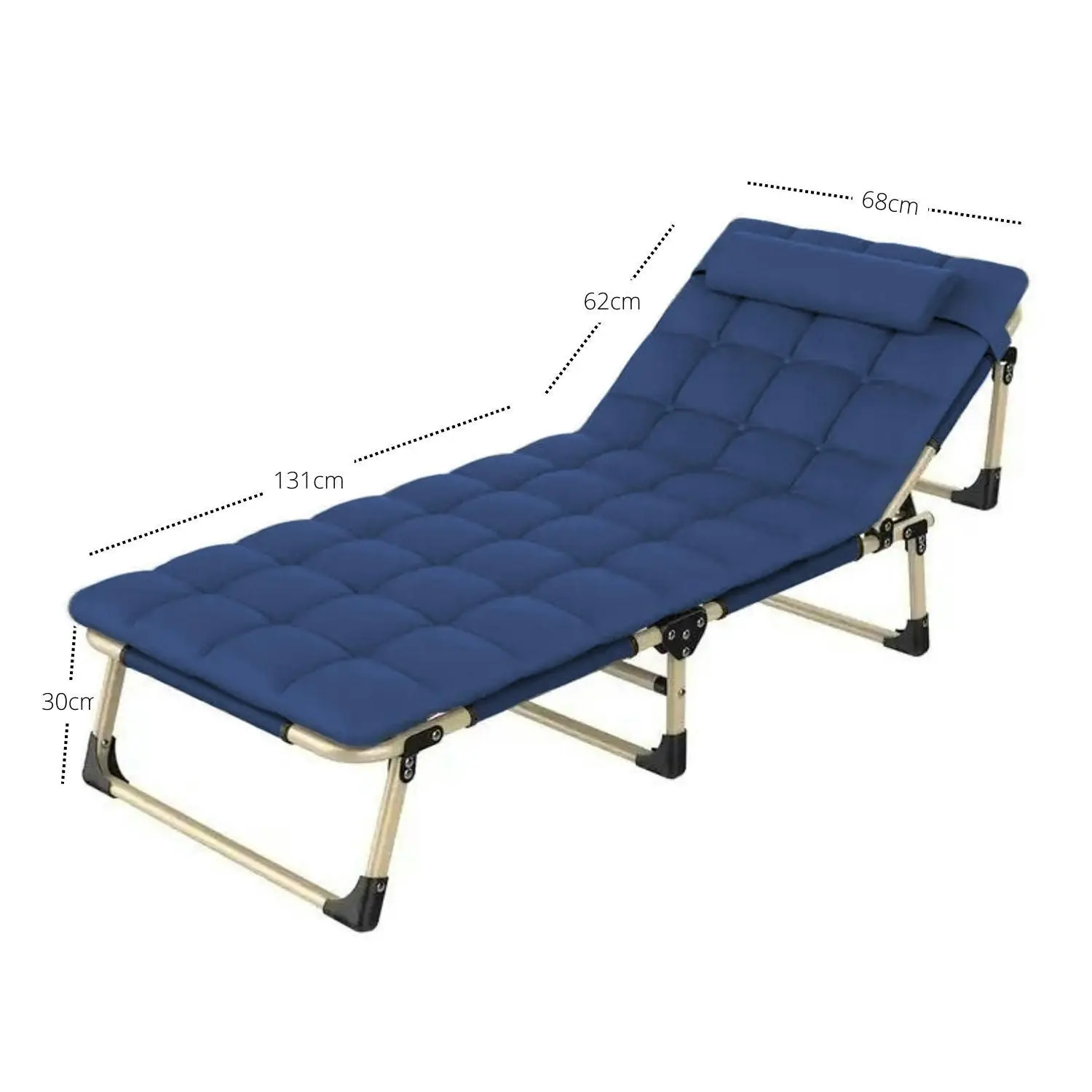 Kiliroo Portable Folding Camping Single Bed with Mattress and Headrest - Blue