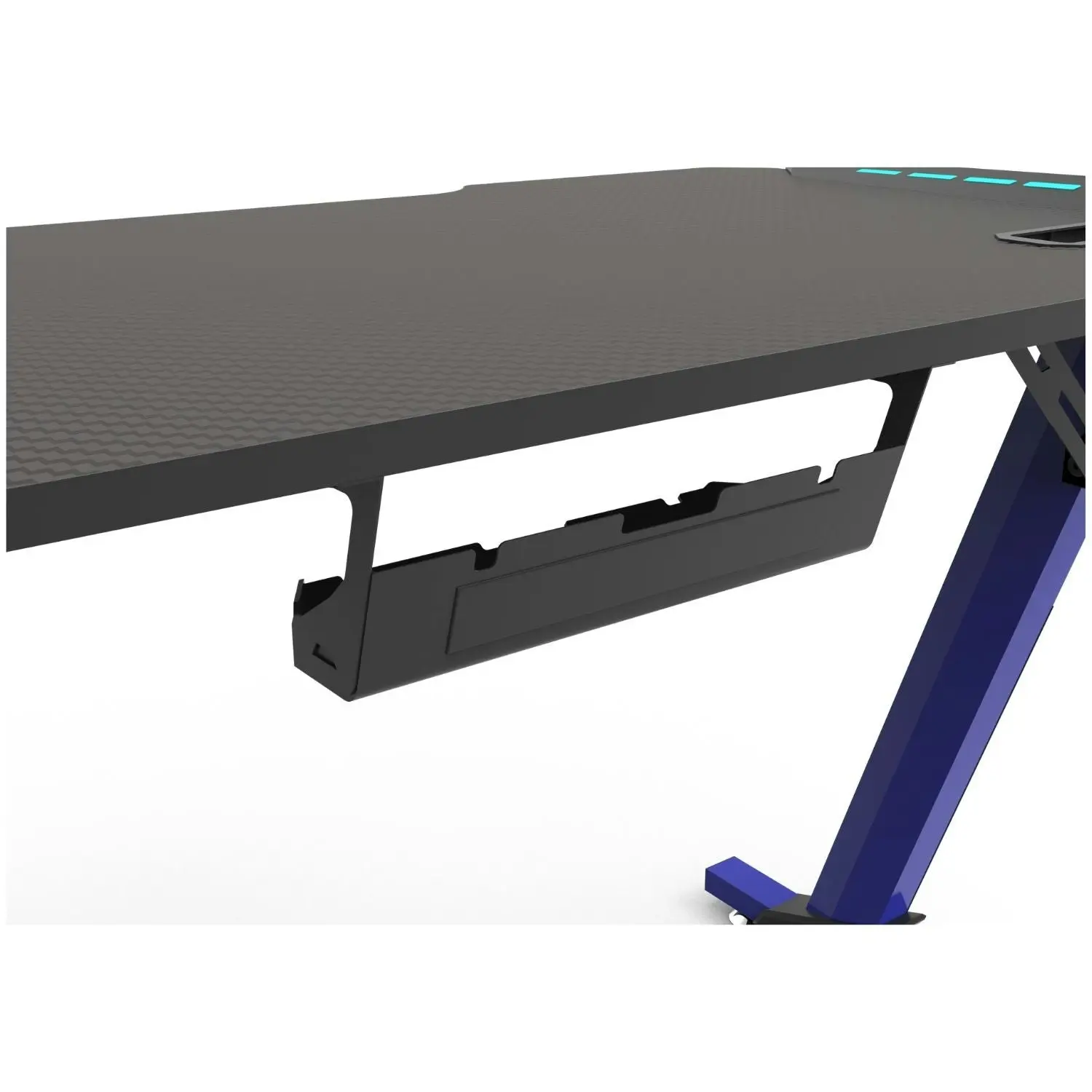 Ekkio Ergonomic Carbon Fibre Textured RGB Gaming Desk Z Shape Blue 140cm