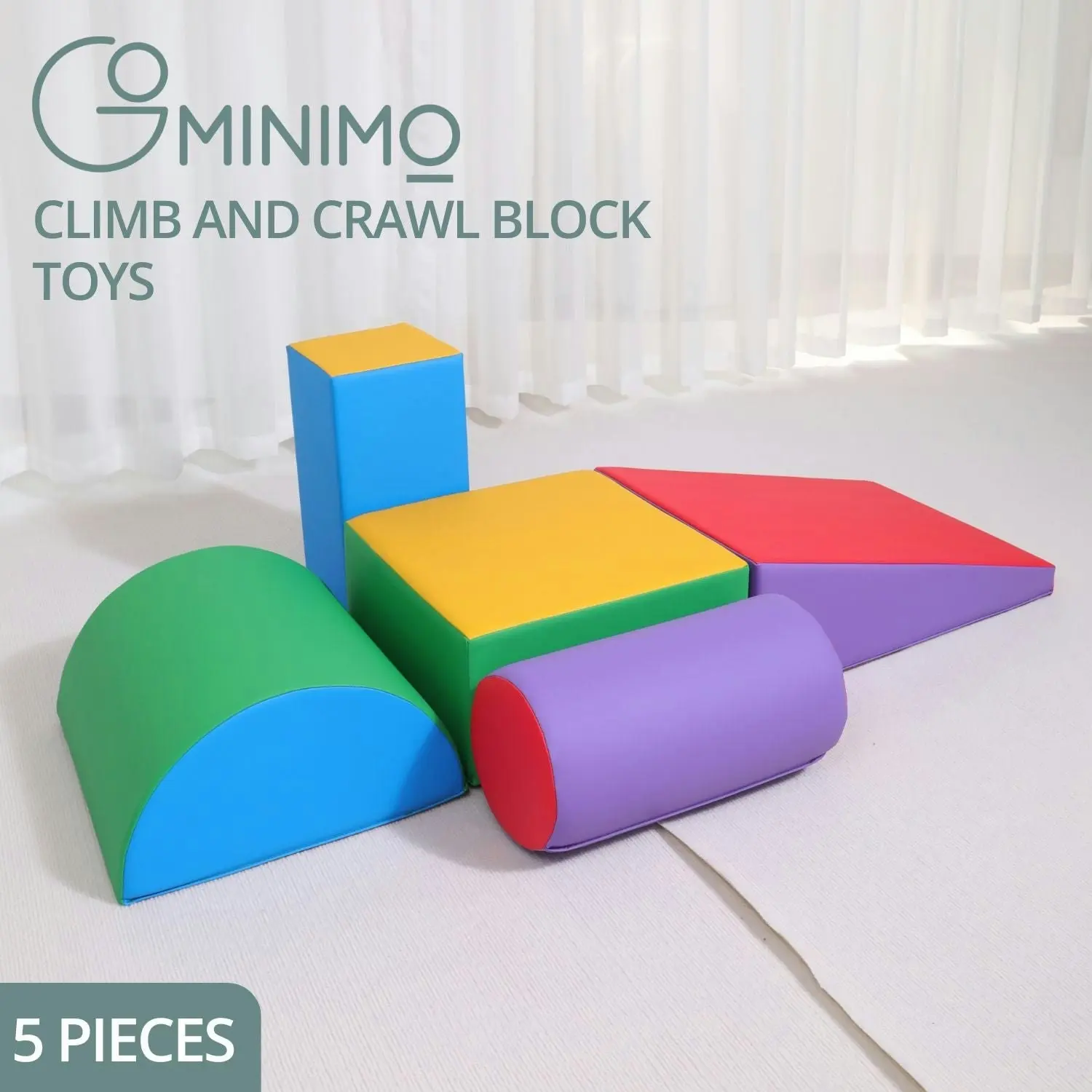 Gominimo 5PCS Soft Foam Blocks Indoor Climbing Playset for Babies and Kids