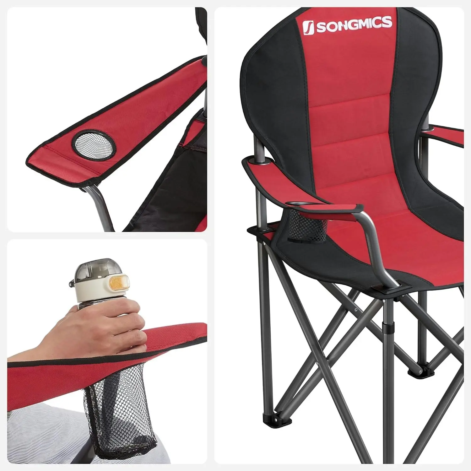 SONGMICS Beach Picnic Outdoor Fishing Portable Chairs Folding Camping Chair - Red