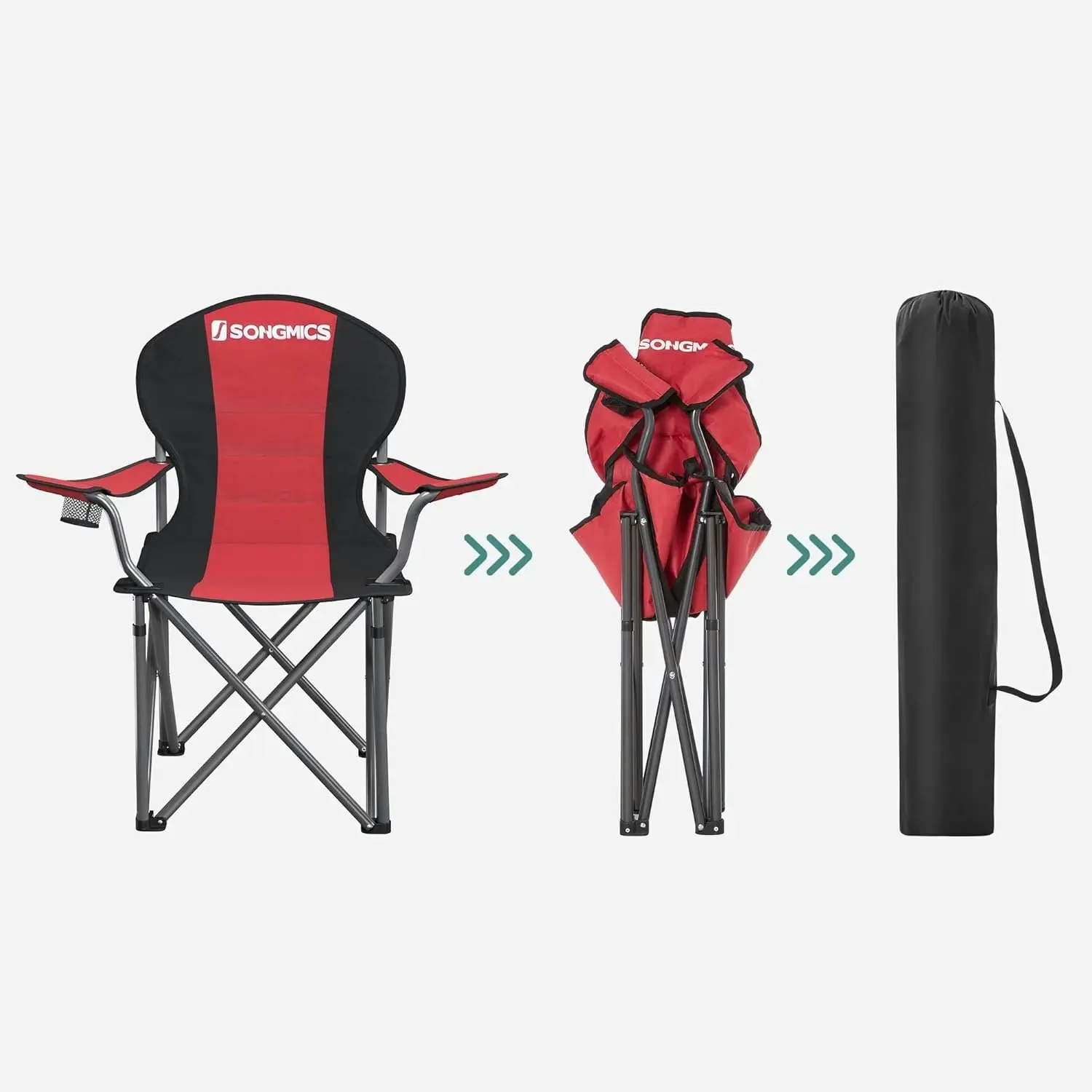 SONGMICS Beach Picnic Outdoor Fishing Portable Chairs Folding Camping Chair - Red