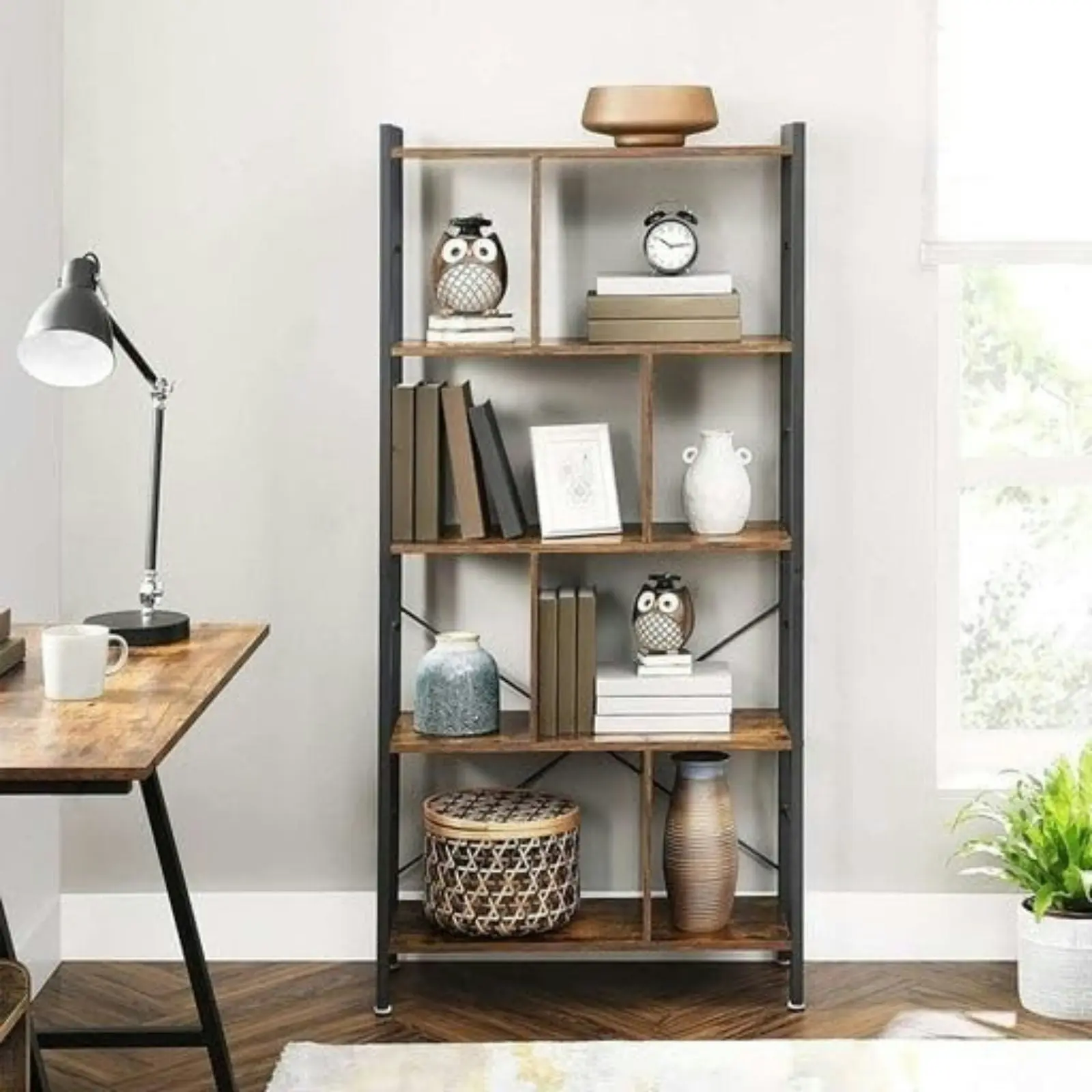 VASAGLE Sturdy Space Saving Bookshelf Rustic Brown And Black