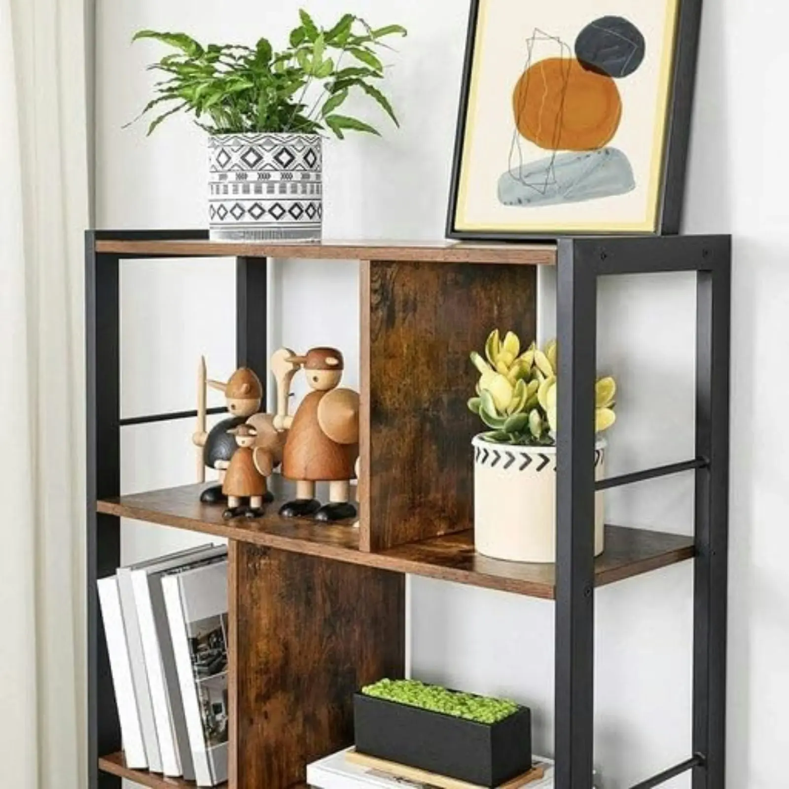 VASAGLE Sturdy Space Saving Bookshelf Rustic Brown And Black