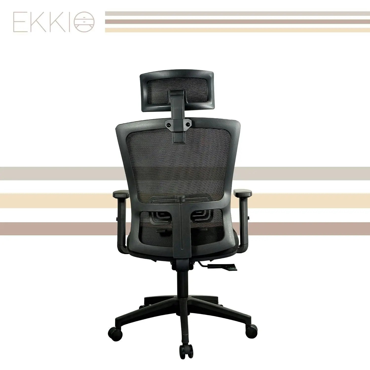 Ekkio Zorae Ergonomic Office Chair w/ Wide Tall S-shaped Backrest Design - Black