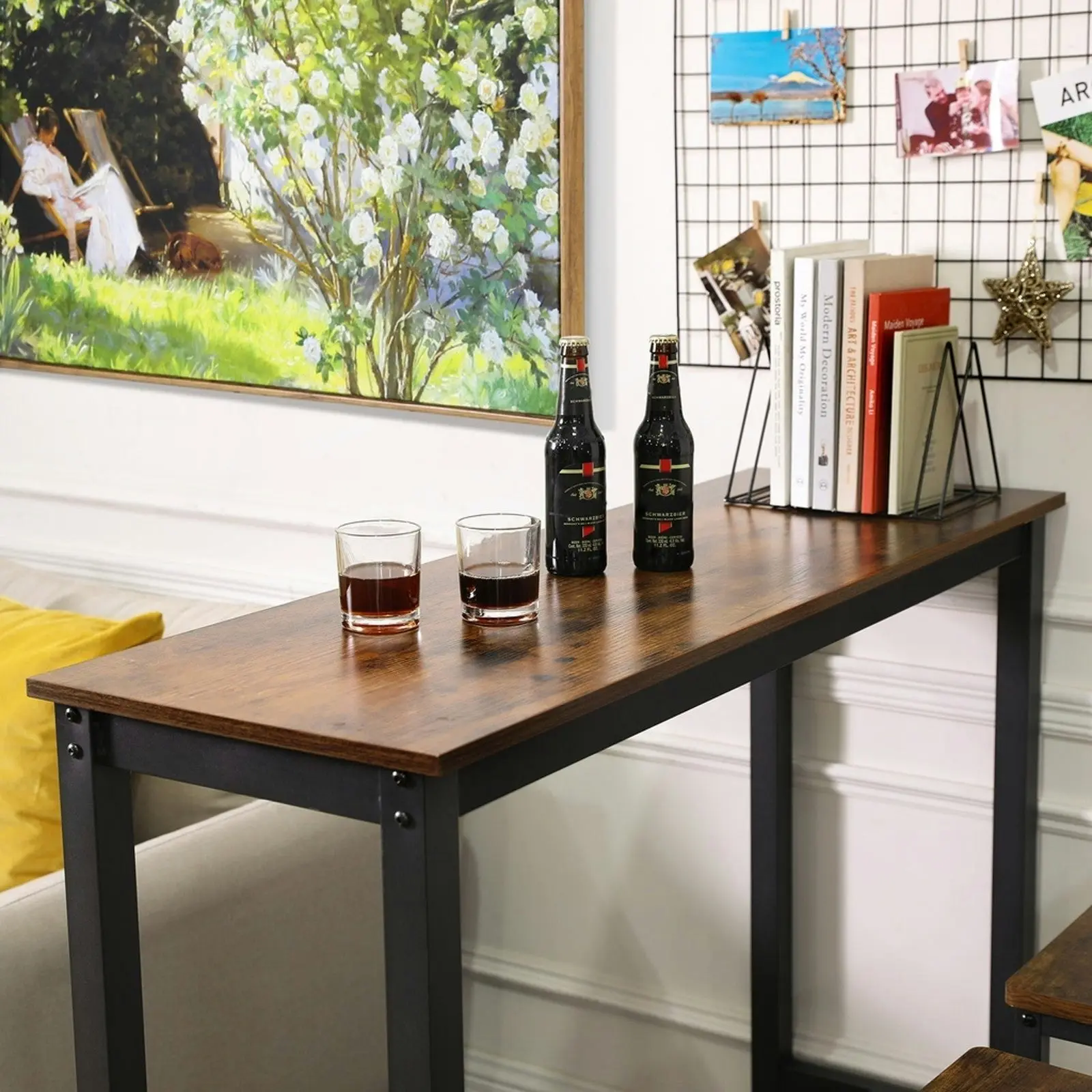 VASAGLE Industrial Kitchen Cafe Tall Desk Rectangular Bar Table - Rustic Brown