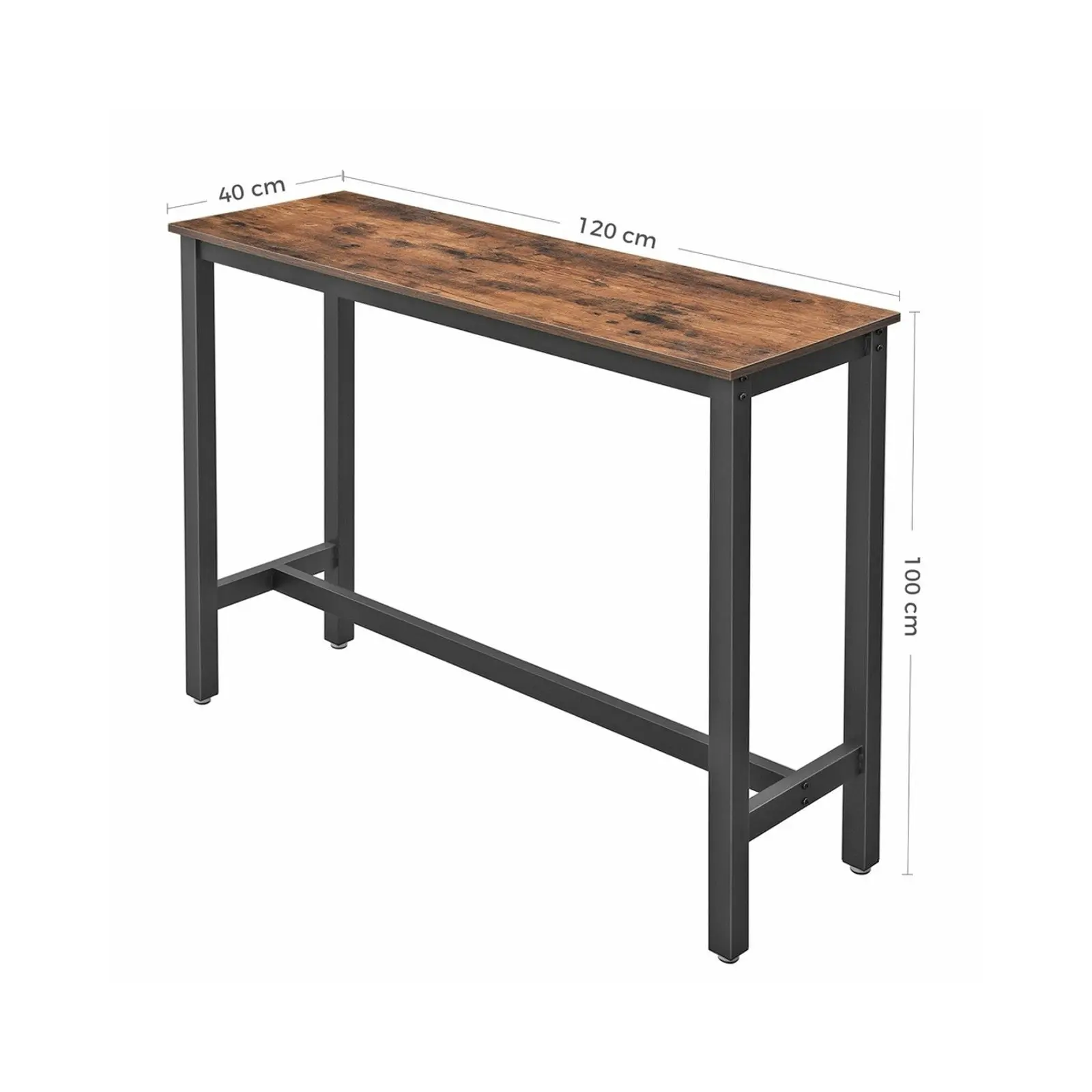 VASAGLE Industrial Kitchen Cafe Tall Desk Rectangular Bar Table - Rustic Brown