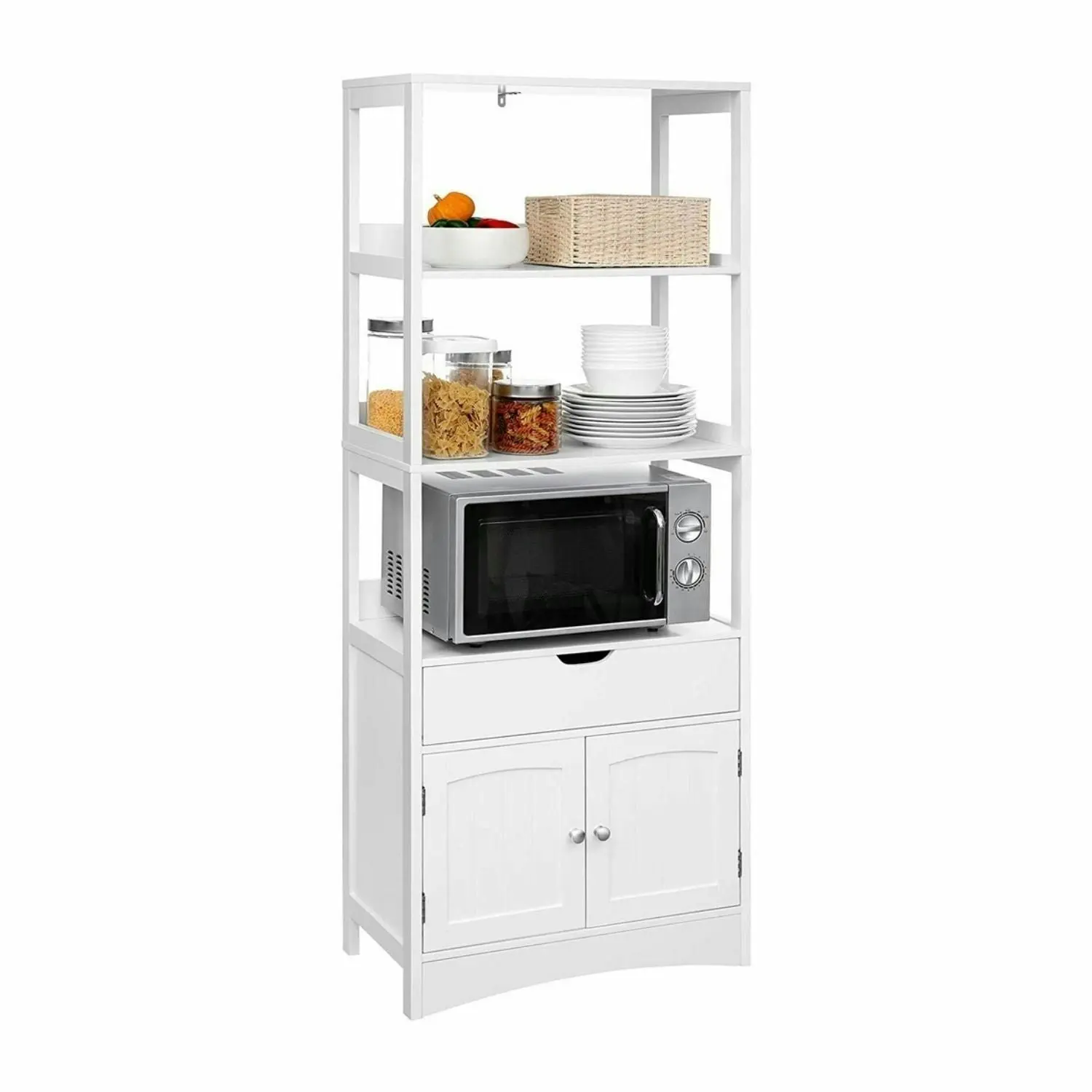 VASAGLE Bathroom Living Room Kitchen Storage Shelves Floor Cabinet - White