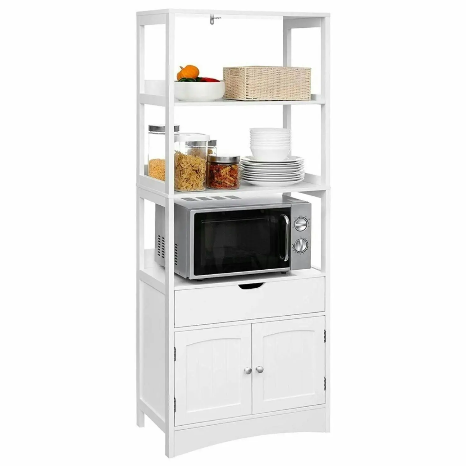 VASAGLE Bathroom Living Room Kitchen Storage Shelves Floor Cabinet - White