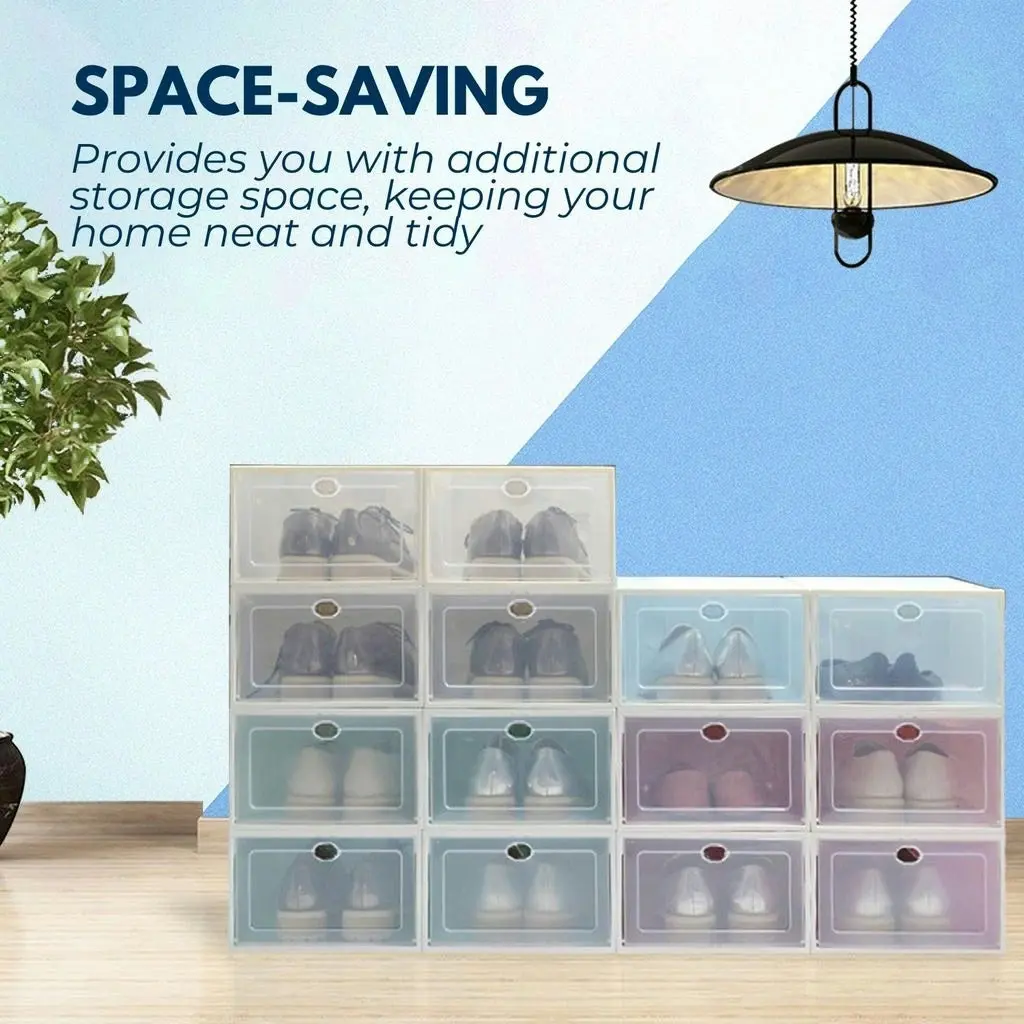 24pcs Gominimo Foldable Stackable Plastic Storage Shoe Boxes - White