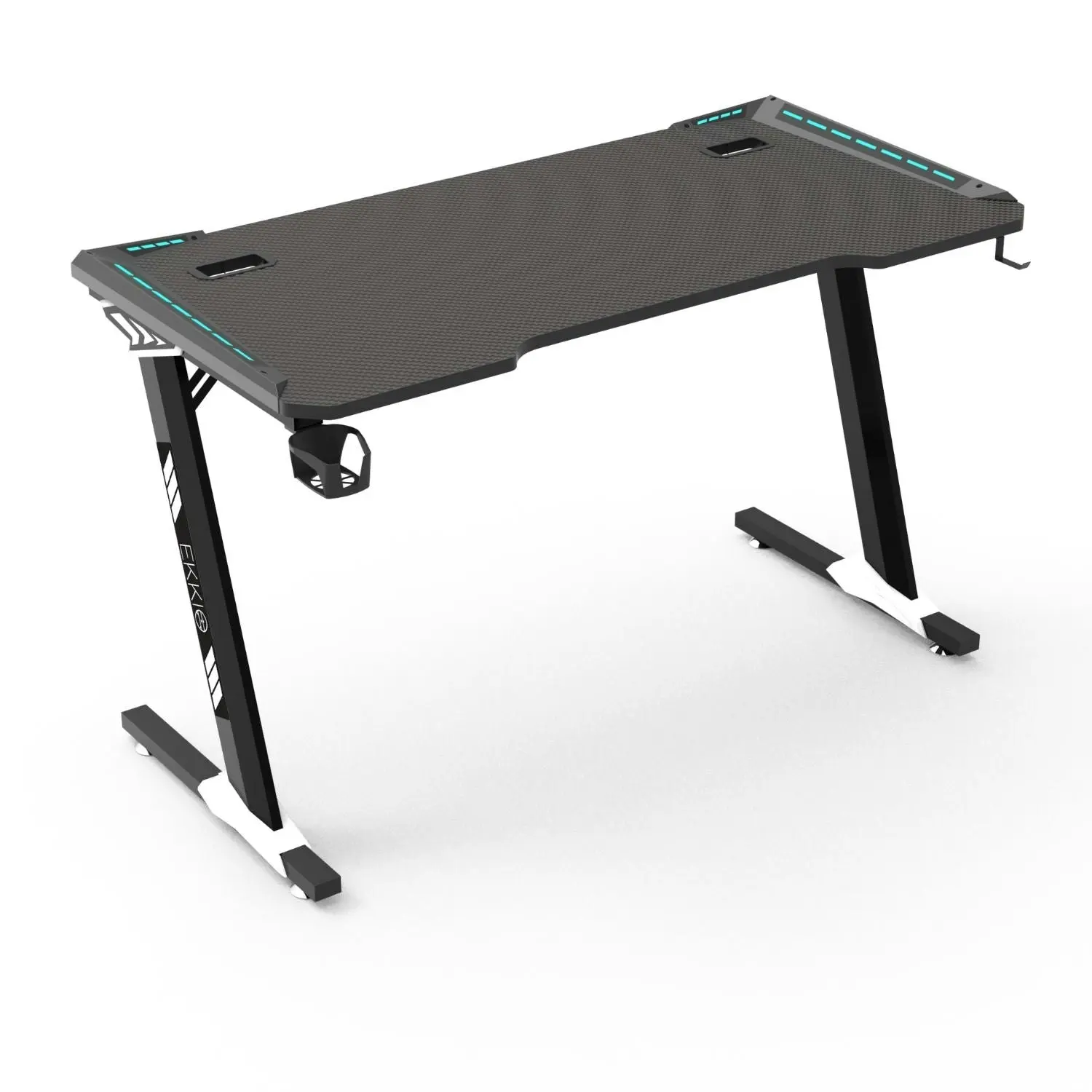 Ekkio 120cm Office Home Z Shape RGB Gaming Table Computer Desk - Black