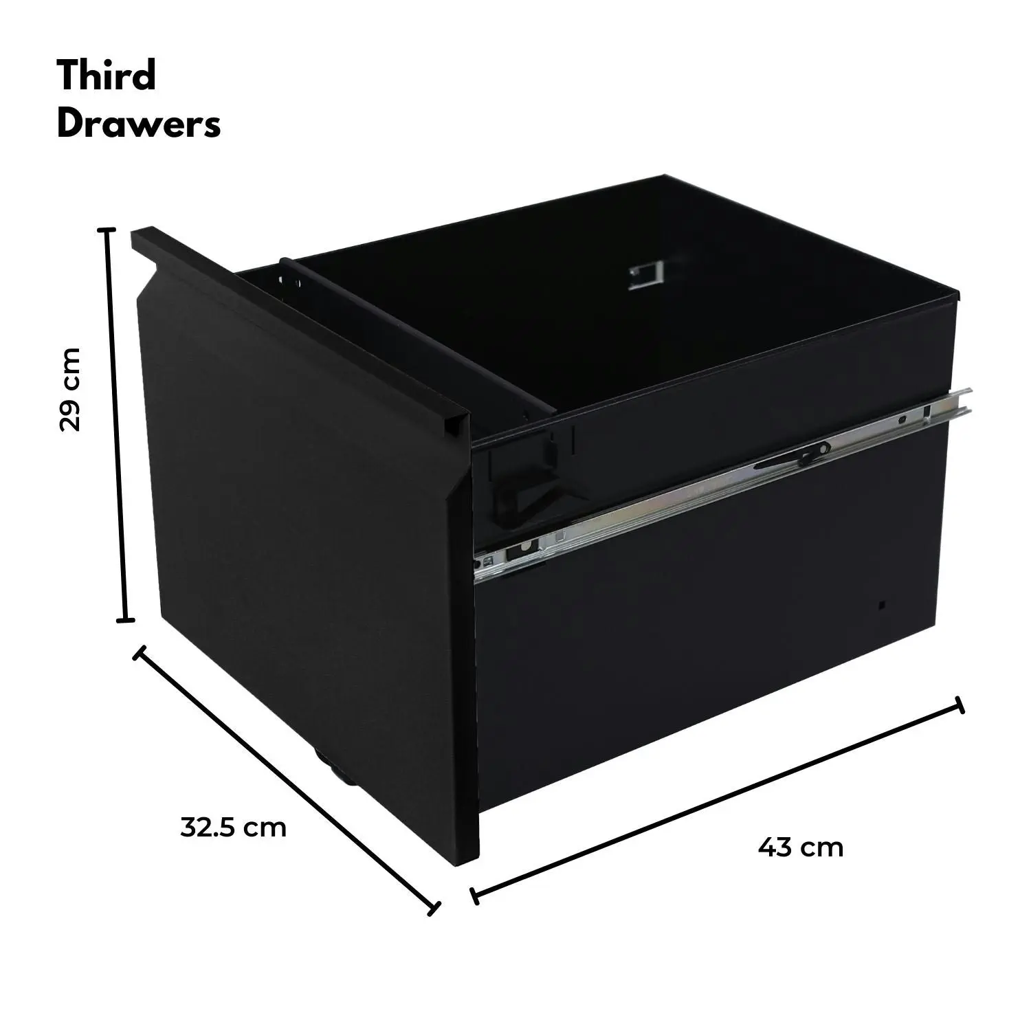 Ekkio 3 Large Drawer Mobile File Cabinet with Lock & 2 Lockable Wheels Black