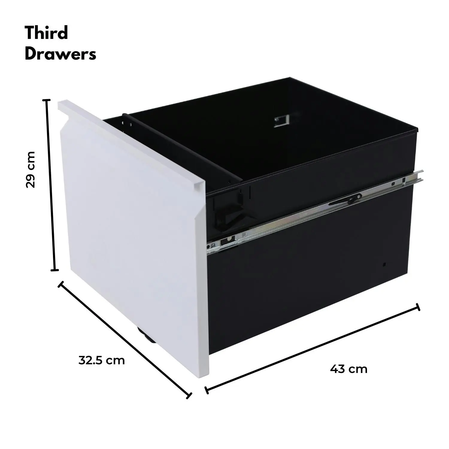 Ekkio 3 Large Drawer Mobile File Cabinet with Lock & 2 Lockable Wheels White