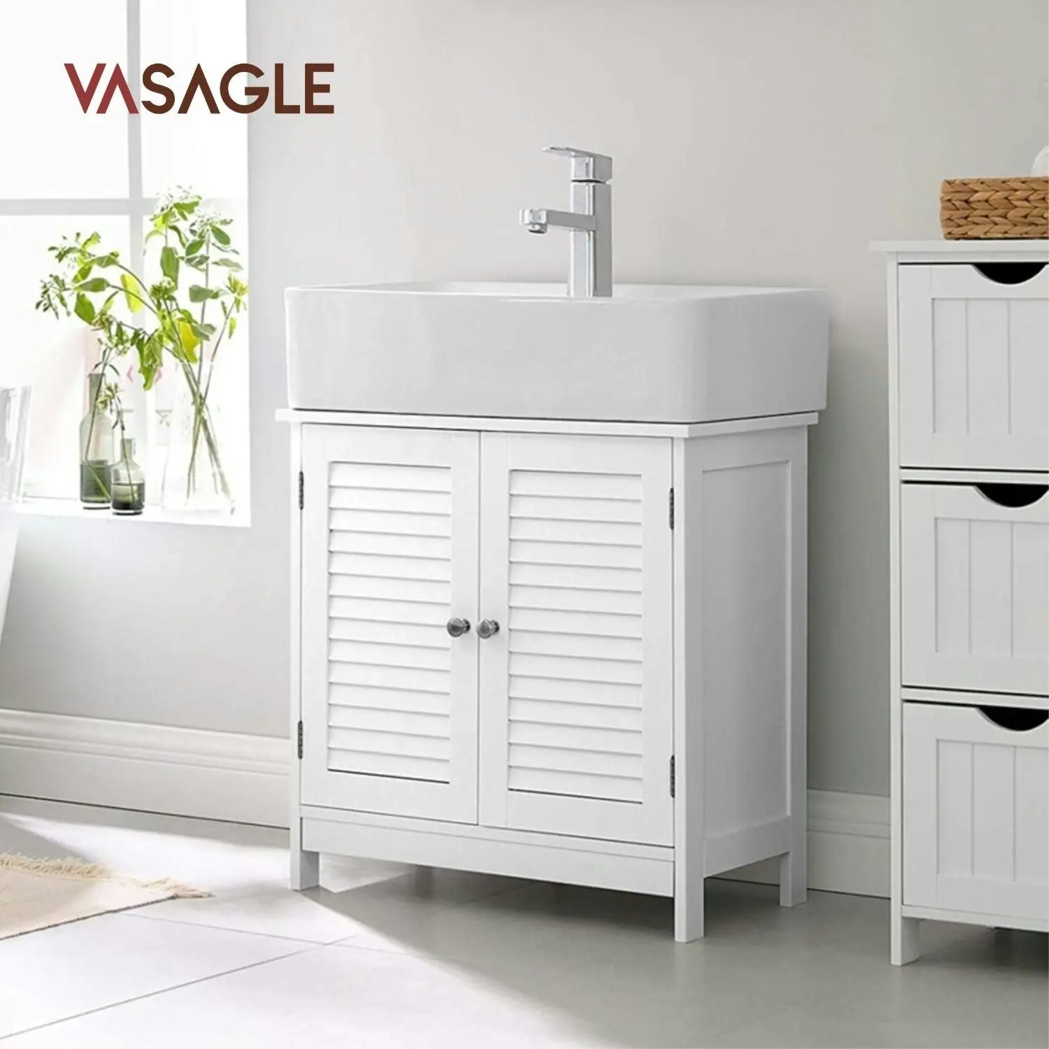 VASAGLE Under Sink Storage Sink Cabinet Bathroom Undersink Vanity - White