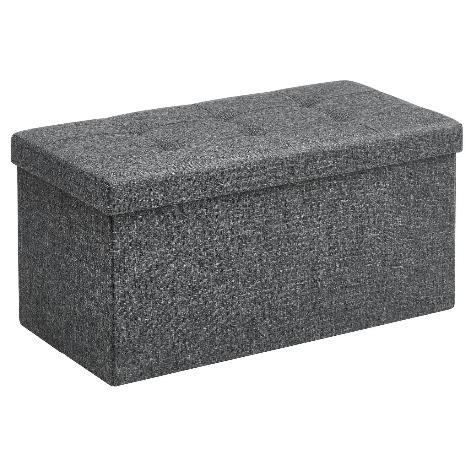 SONGMICS 76cm Home Organiser Folding Bench Stool Fiberboard Ottoman Storage - Grey