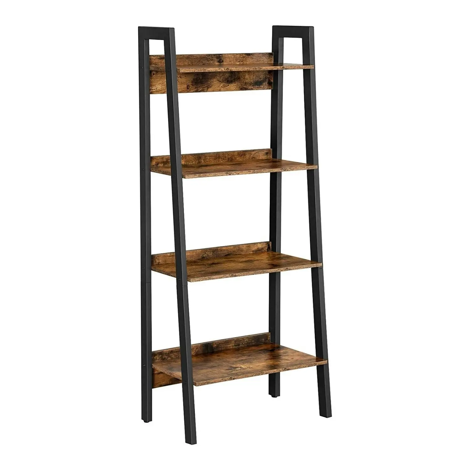 VASAGLE 4 Tier Bookcase Display Shelves Stand Ladder Bookshelf - Rustic Brown