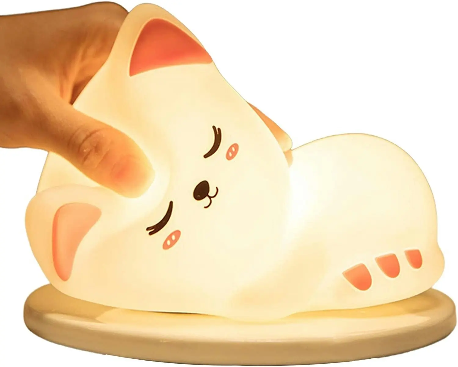 Gominimo Rechargeable Cute Cat Shaped Touch Control Bedroom Kids Night Lamp