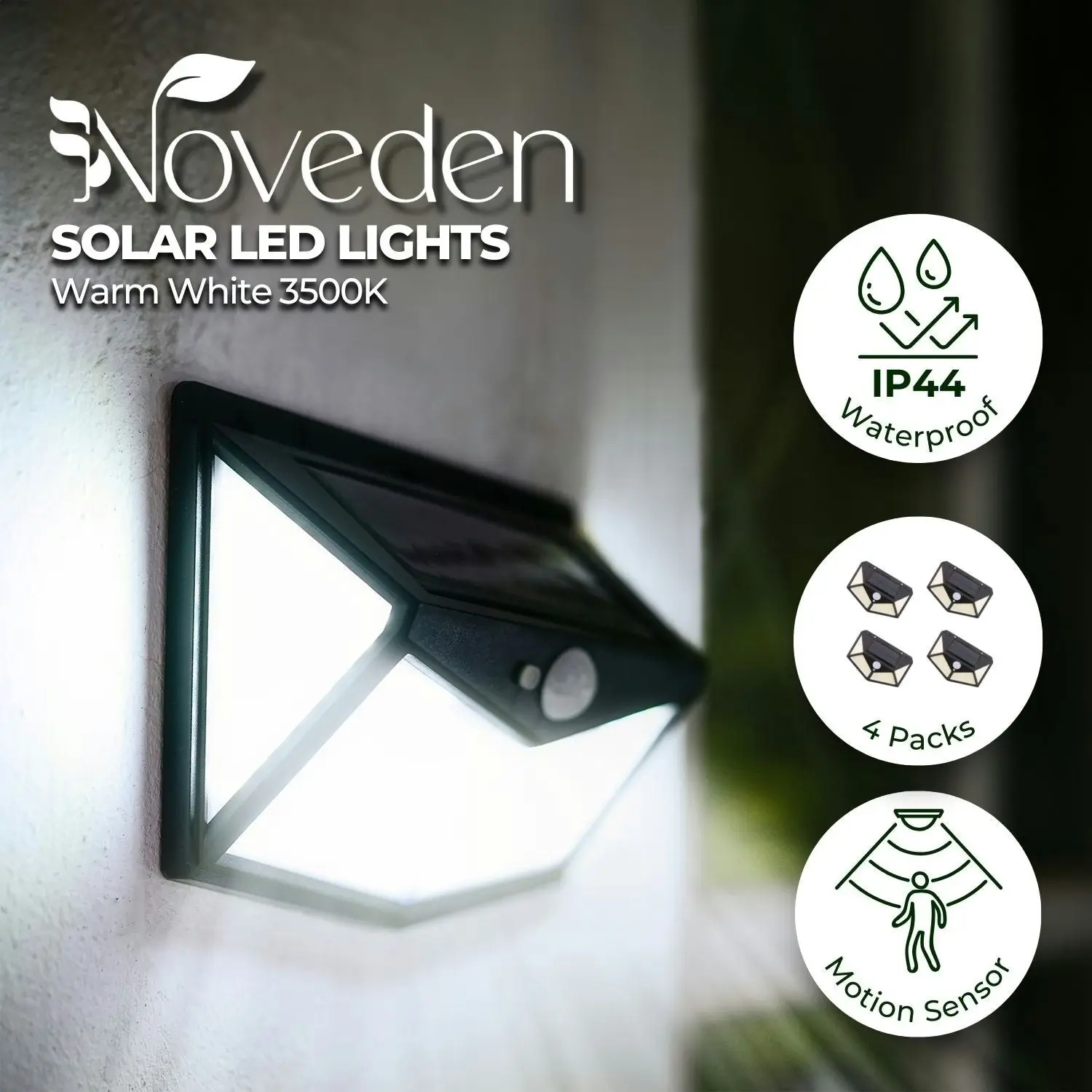 4pcs Noveden 3 Light Modes Waterproof 6-12 Hours Runtime Garden Patio Yard Solar Light