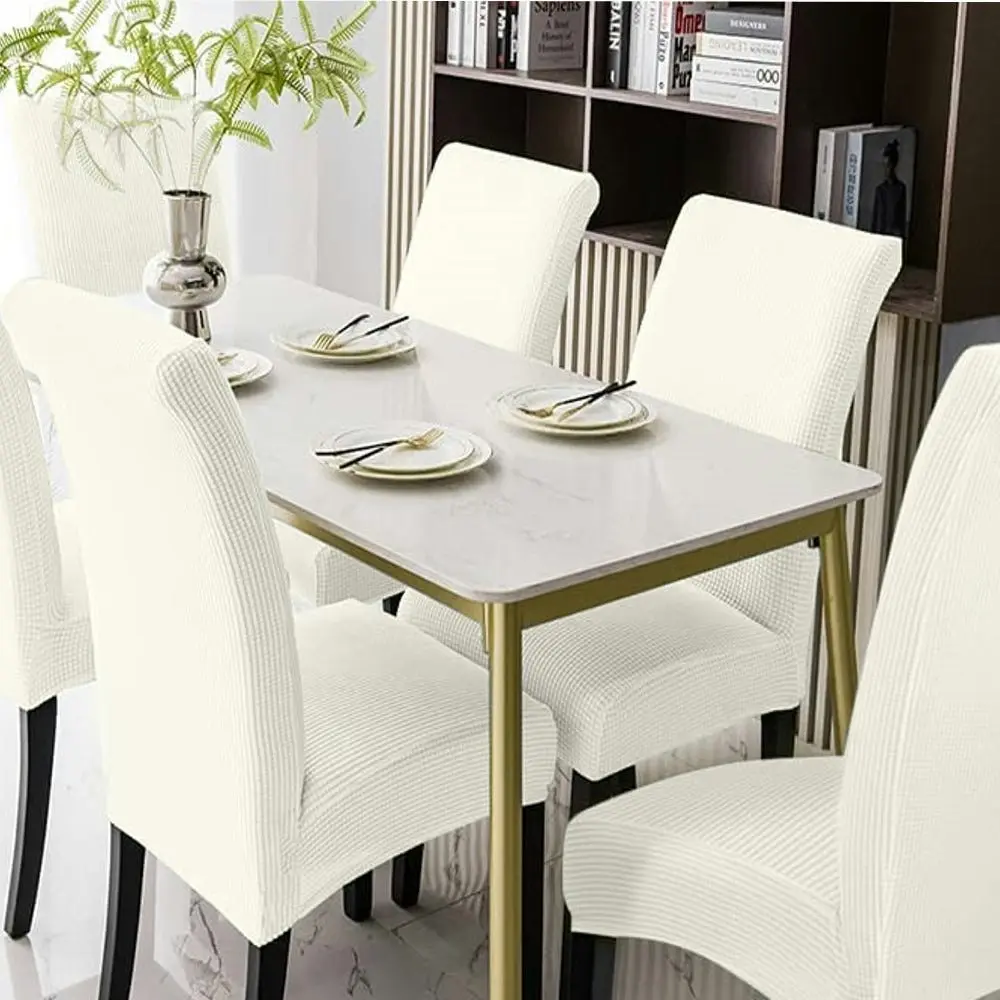 Gominimo 6pcs Dining Chair Slipcovers Fit Most/ Protective Covers White