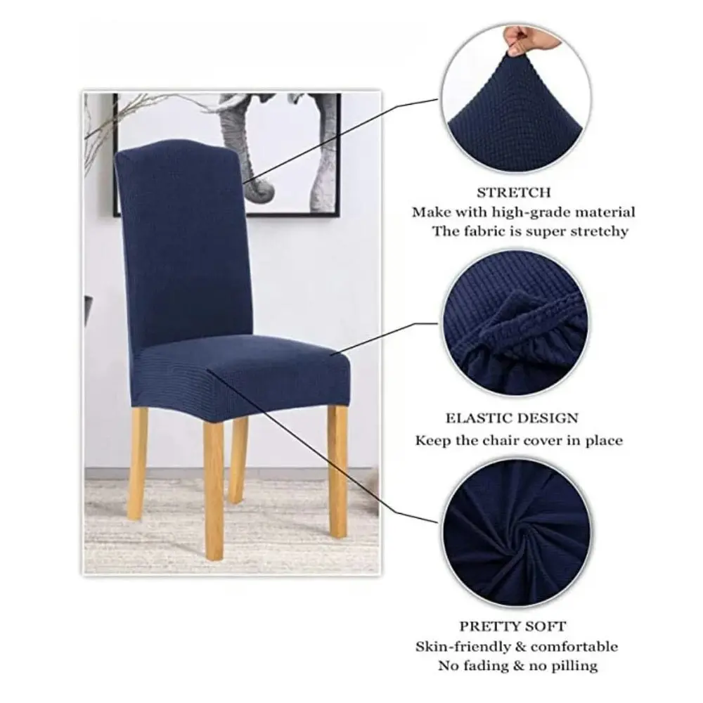 Gominimo 6pcs Dining Chair Slipcovers Fit Most/ Protective Covers Navy Blue