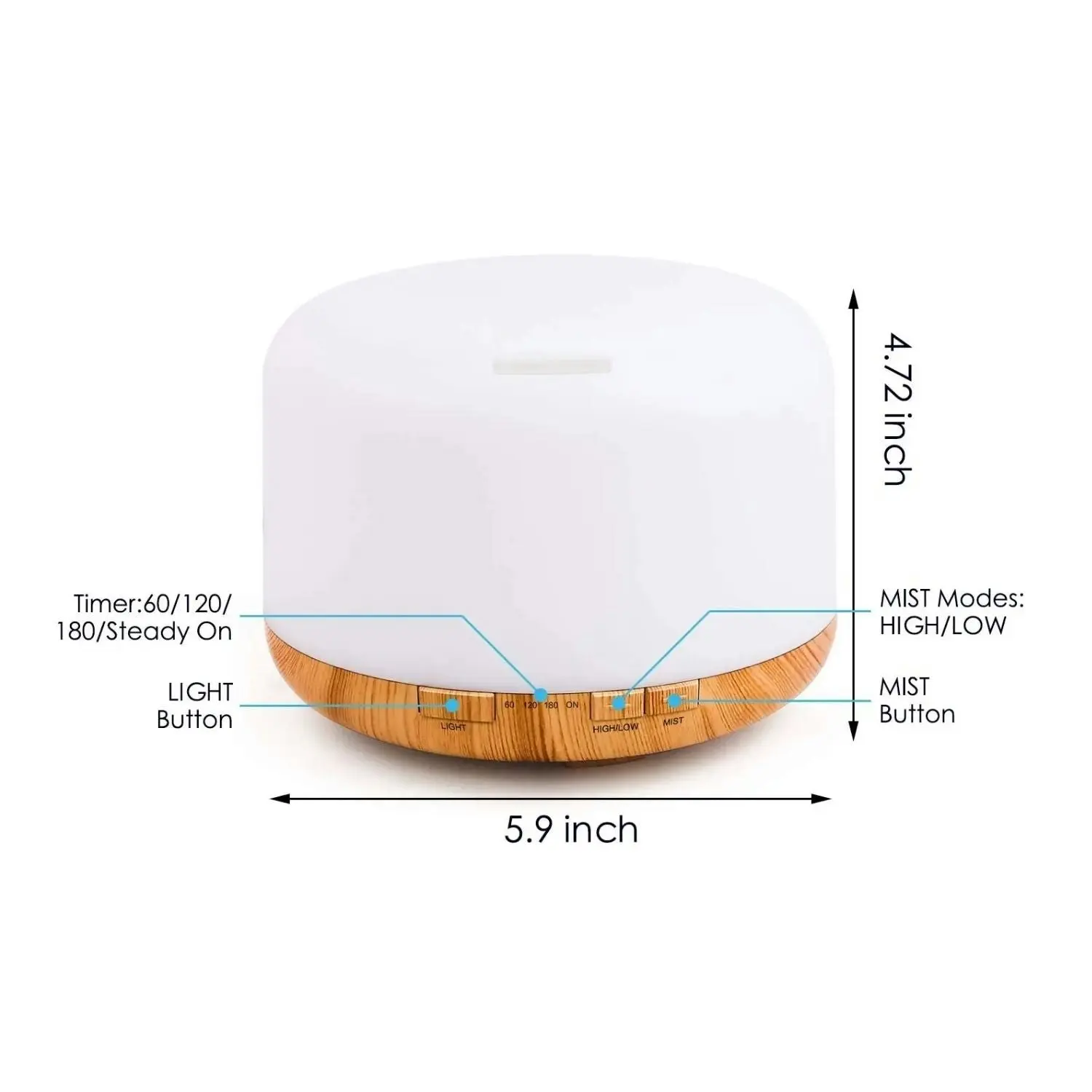 Gominimo 500ml 5 in 1 LED Aromatherapy Aroma Diffuser - Wood Base