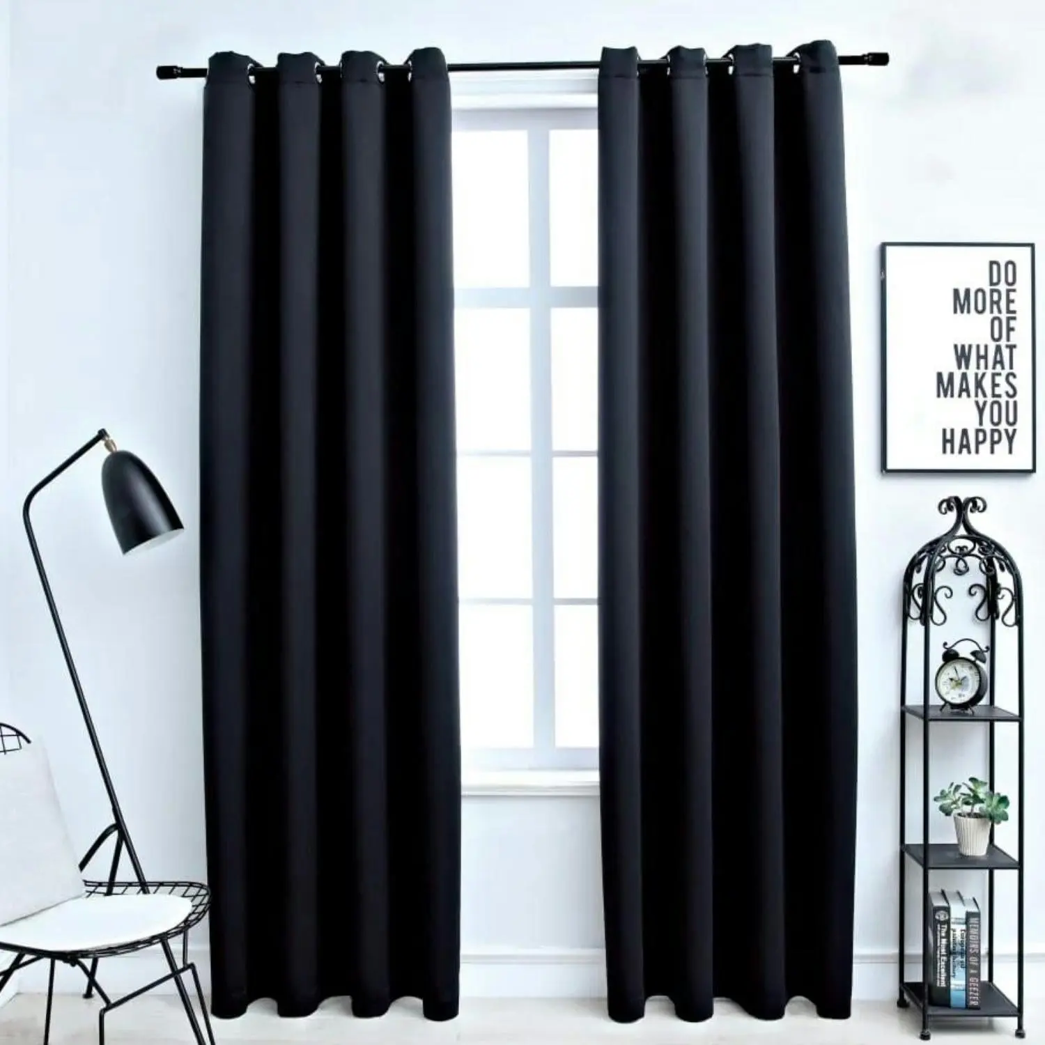 Gominimo Blackout Window Curtains Thermal Insulated Room W132cm x D243cm Black