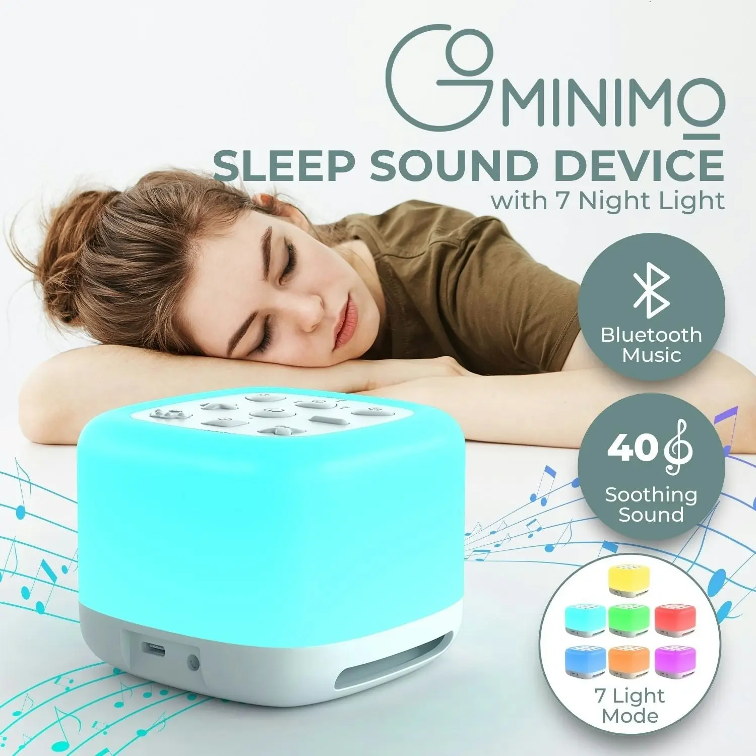 Gominimo White Noise Machine with Night Light and 40 Soothing Sounds Sleeping