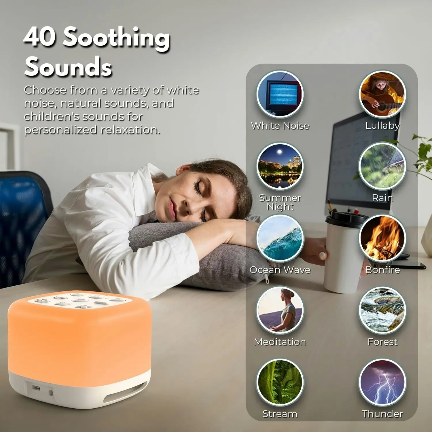 Gominimo White Noise Machine with Night Light and 40 Soothing Sounds Sleeping