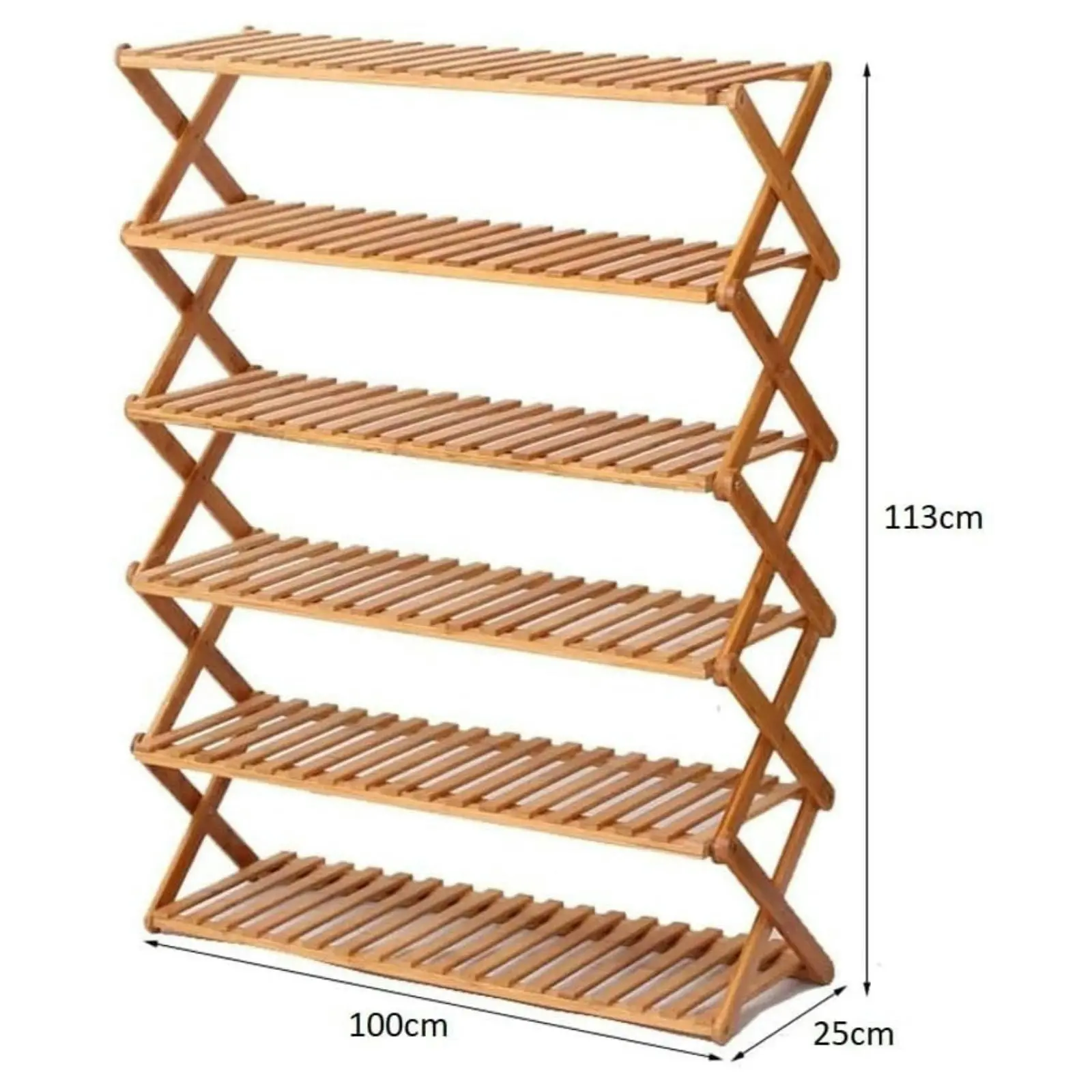 Ekkio Eco Friendly Sturdy 6 Tier Foldable Bamboo Shoe Rack