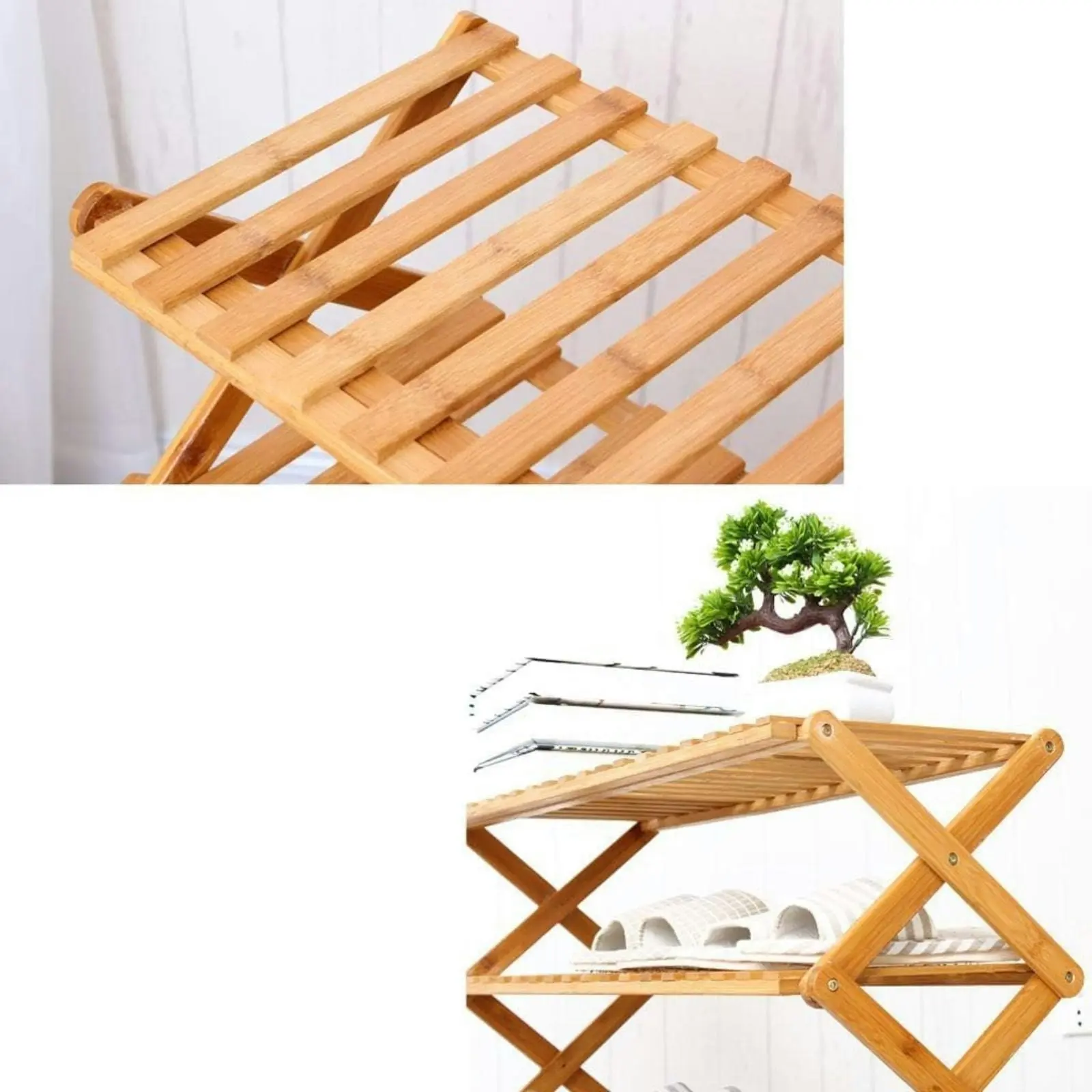 Ekkio Eco Friendly Sturdy 6 Tier Foldable Bamboo Shoe Rack