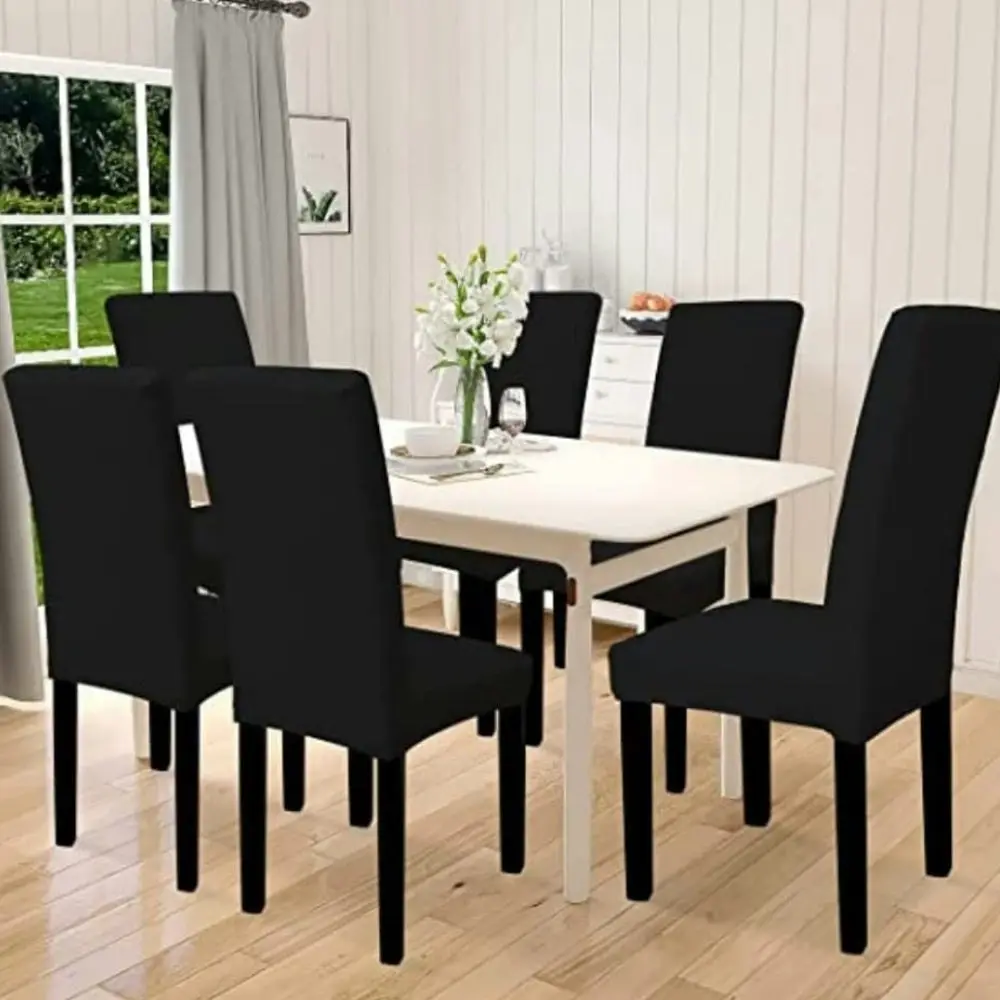 Gominimo 6pcs Dining Chair Slipcovers Fit Most/ Protective Covers - Black