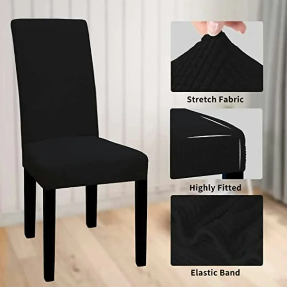 Gominimo 6pcs Dining Chair Slipcovers Fit Most/ Protective Covers - Black