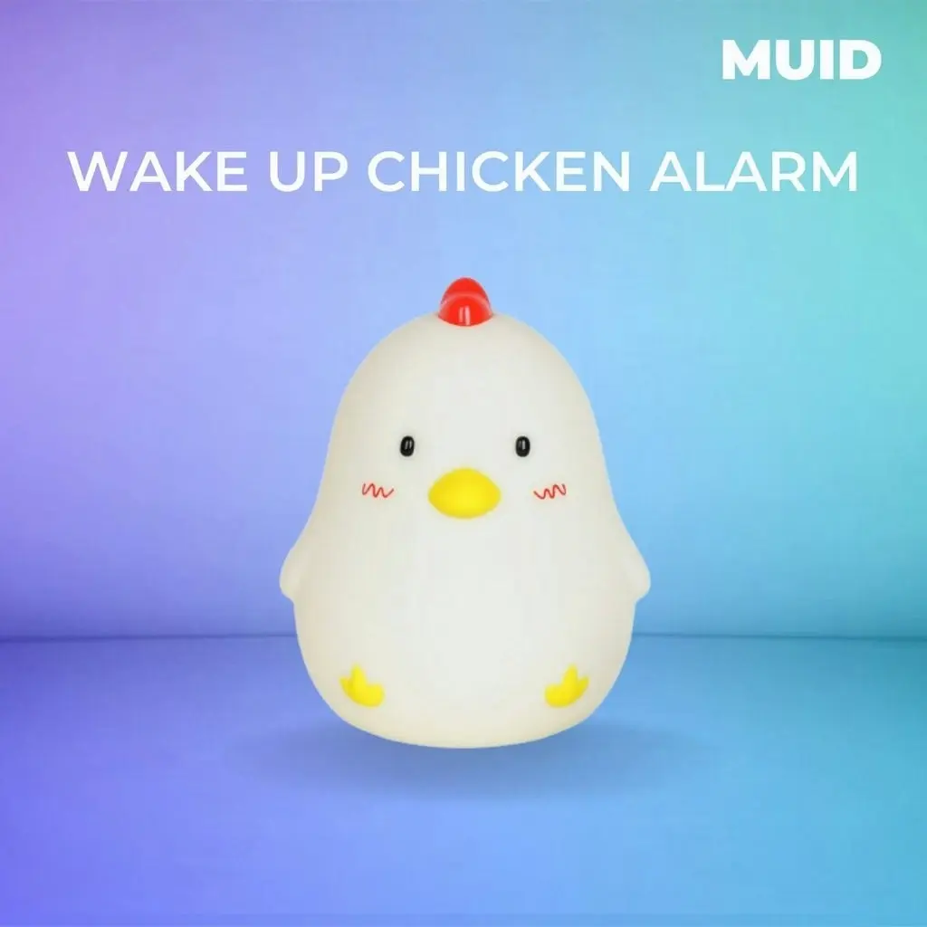 Muid Wake Up Silicone Chicken LED Rechargeable Night Lamp Alarm Clock White