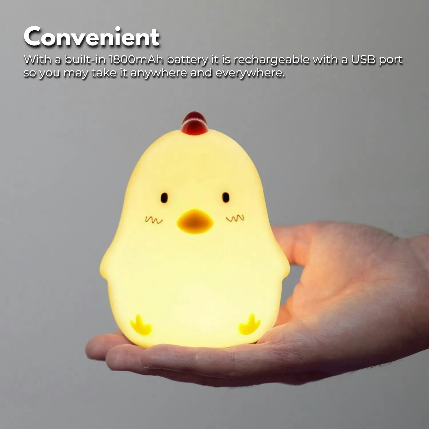 Muid Sleepy Chicken Silicone Rechargeable LED Night Lamp Function Only White