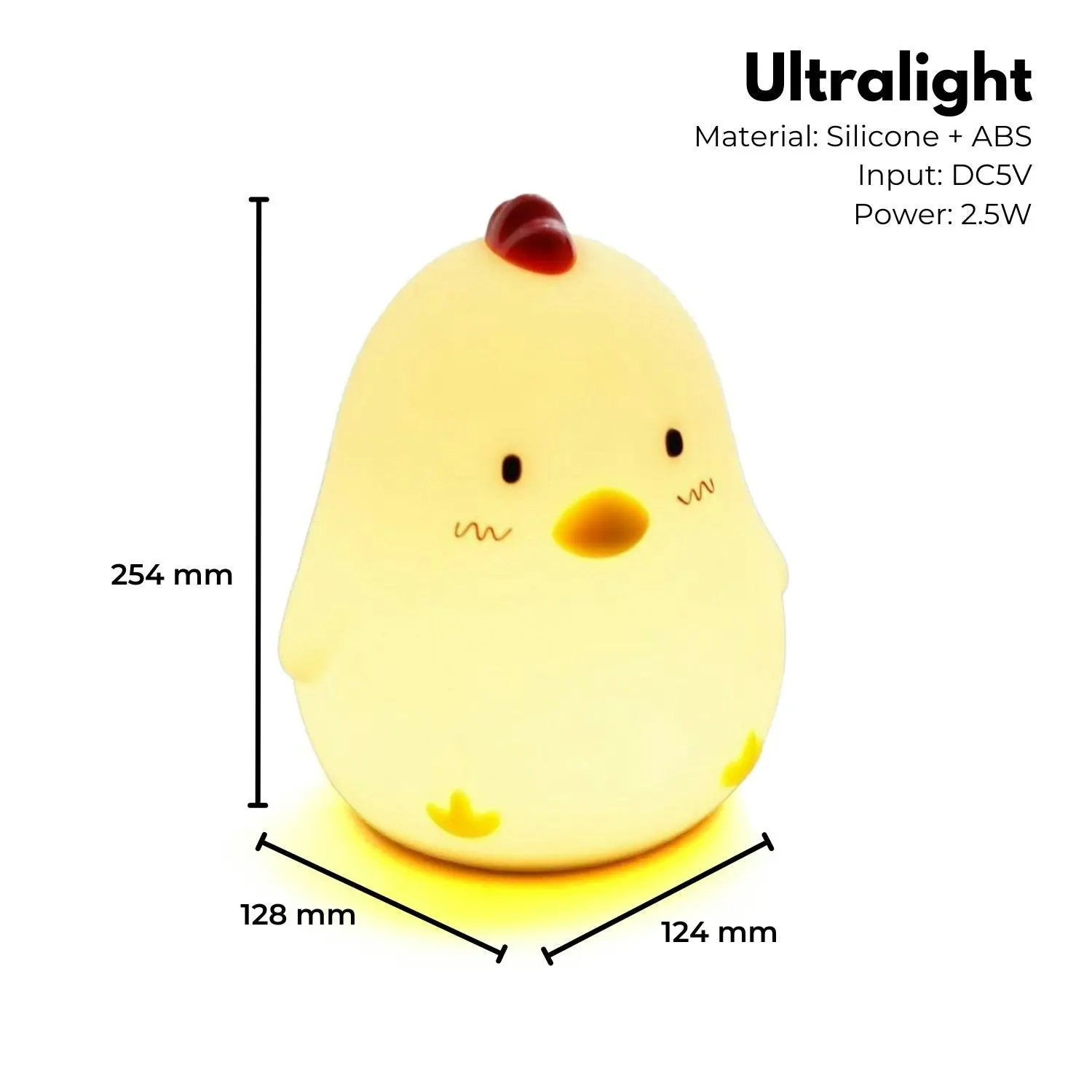 Muid Sleepy Chicken Silicone Rechargeable LED Night Lamp Function Only White