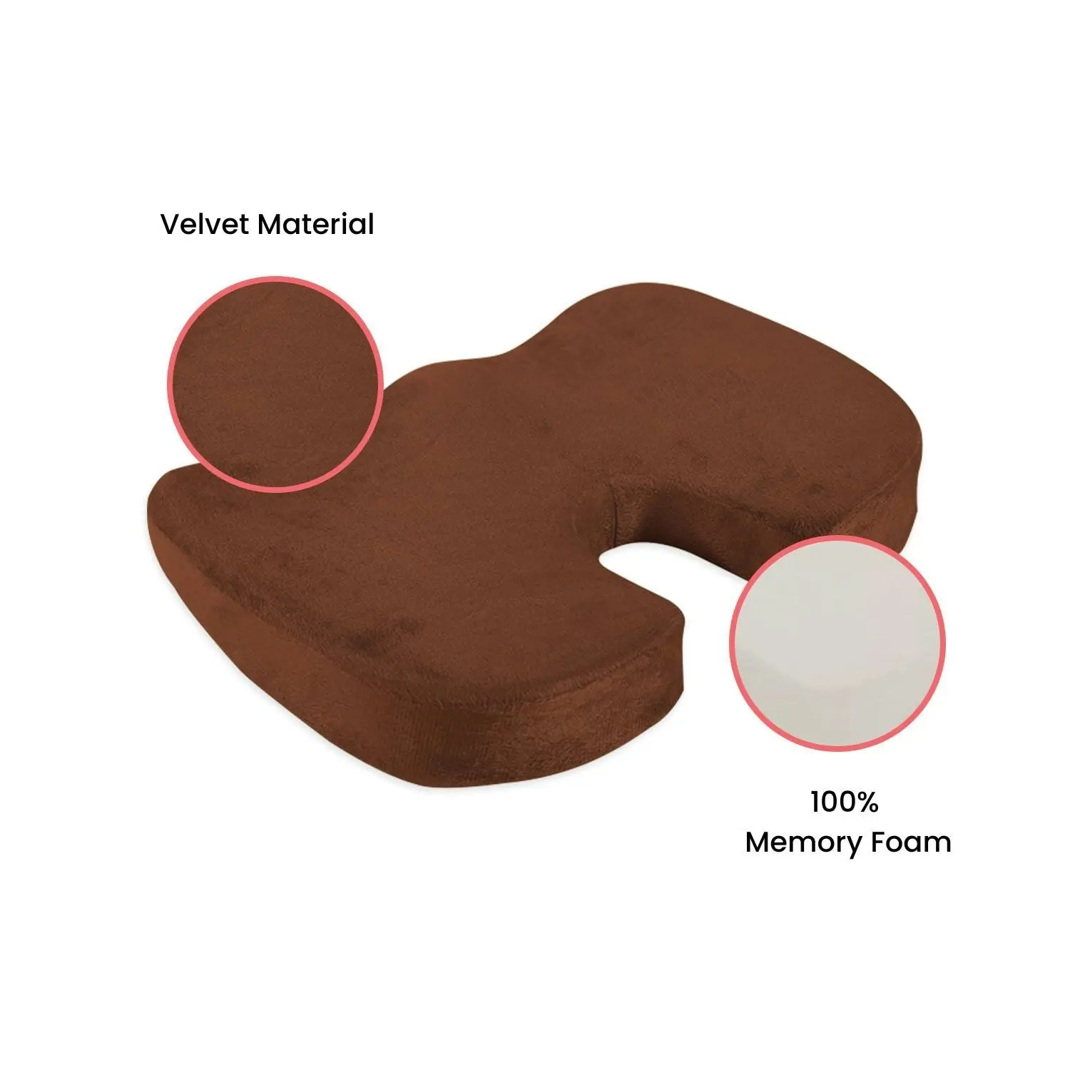 Gominimo Premium Quality Memory Foam Seat for Home Office U-Shape Brown