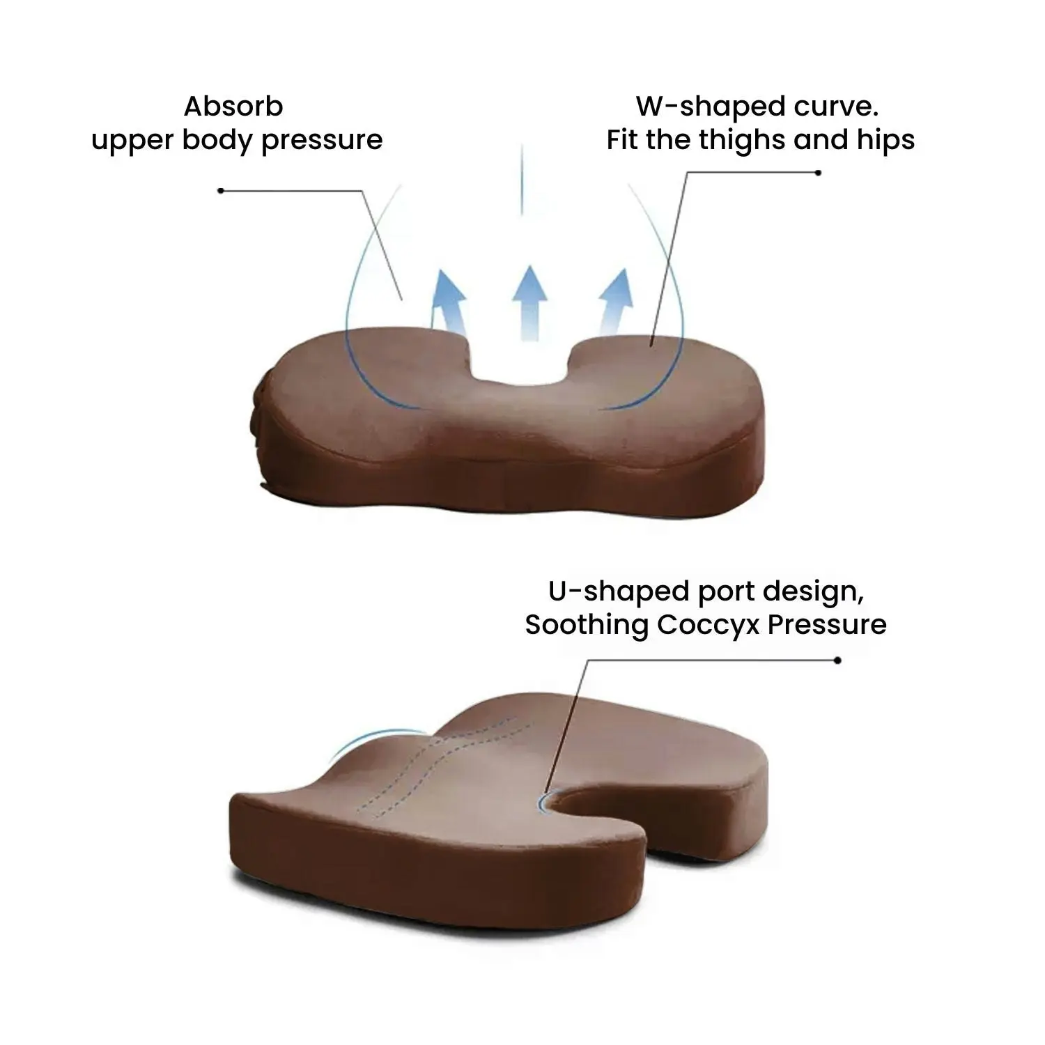 Gominimo Premium Quality Memory Foam Seat for Home Office U-Shape Brown