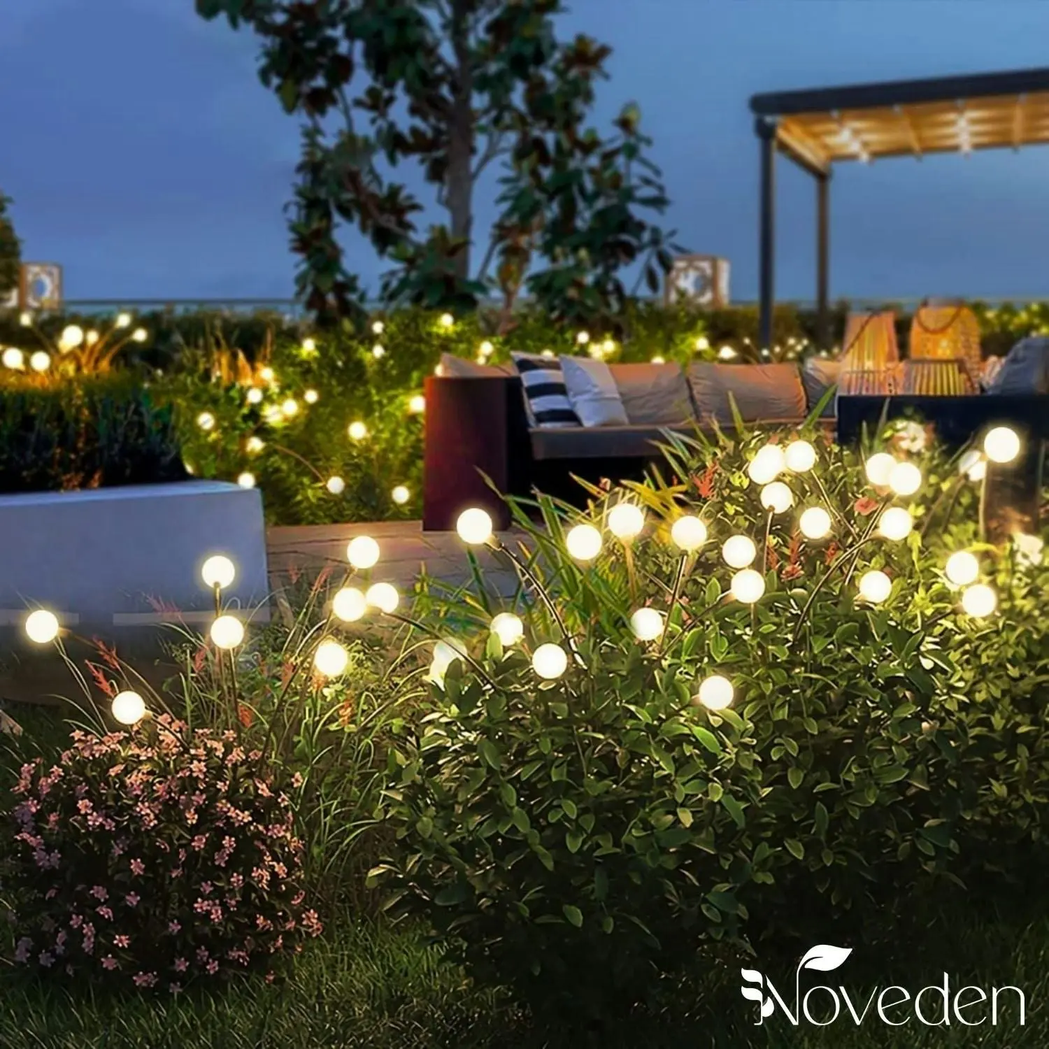 Noveden 3 Pieces Waterproof Solar Powered LED Light Rechargeable (Warm)