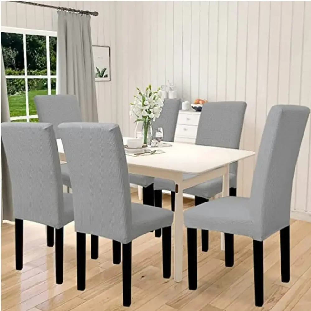 Gominimo 6pcs Dining Chair Slipcovers Fit Most/ Protective Covers Silver Grey