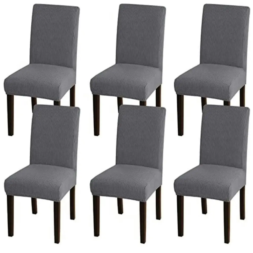 Gominimo 6pcs Dining Chair Slipcovers Fit Most/ Protective Covers Silver Grey